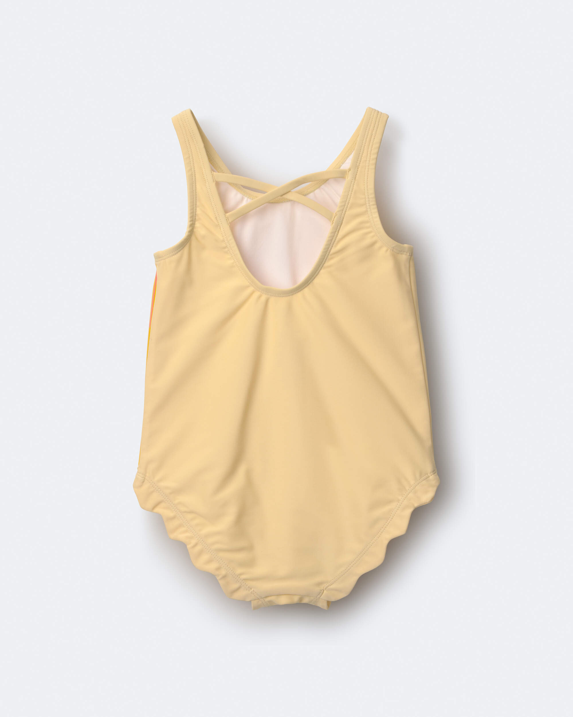 Toddler Girl Scalloped One-Piece Swimsuit Sun Print - Yellow