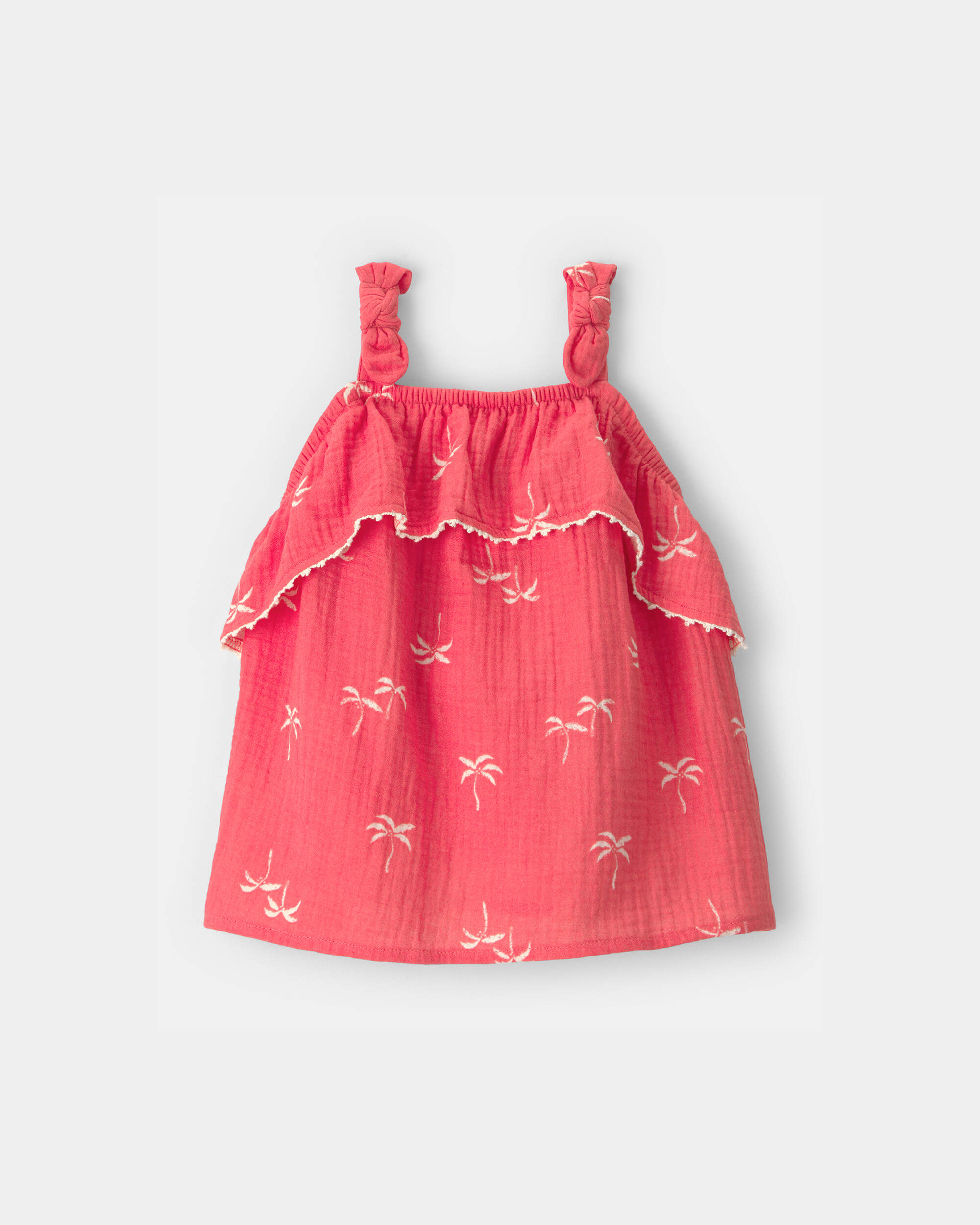 Toddler Girl Palm Tree Gauze Tank Top - Orange