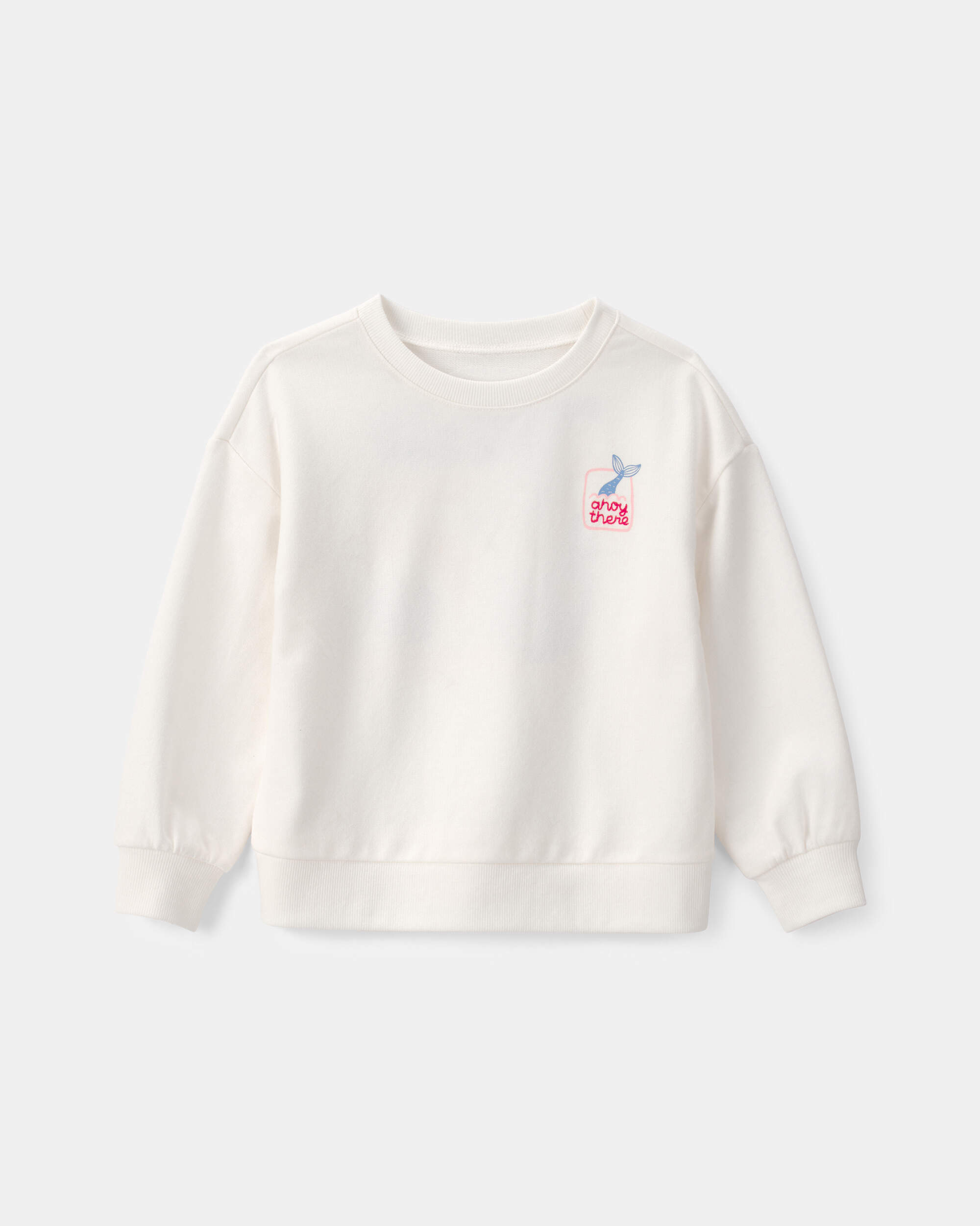 Toddler Girl Mermaid French Terry Pullover Sweatshirt - Ivory