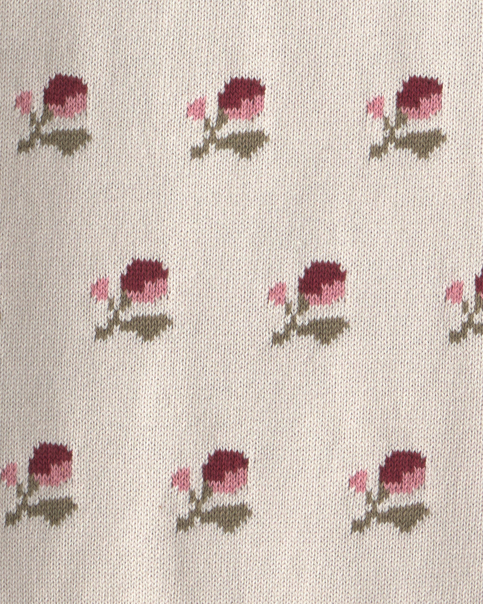 Girls Organic Cotton Sweater Knit Pullover Floral Jacquard