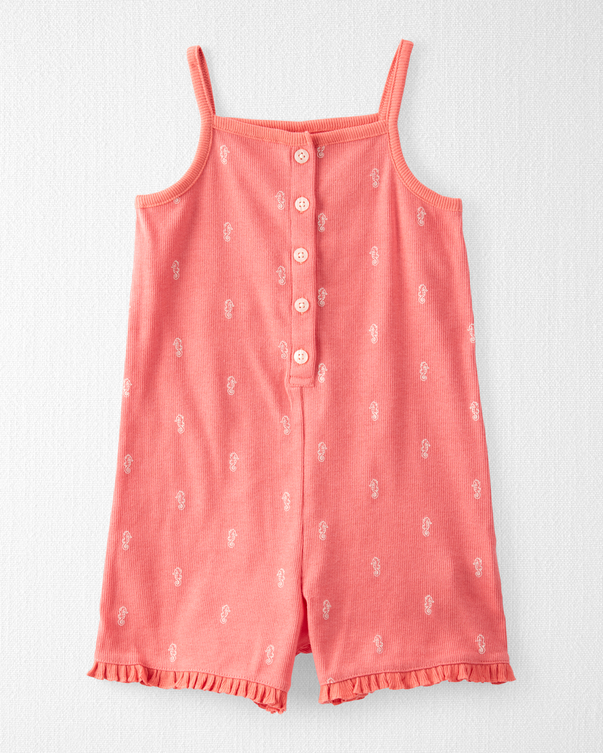 Toddler Organic Cotton Knit Seahorse-Print Romper