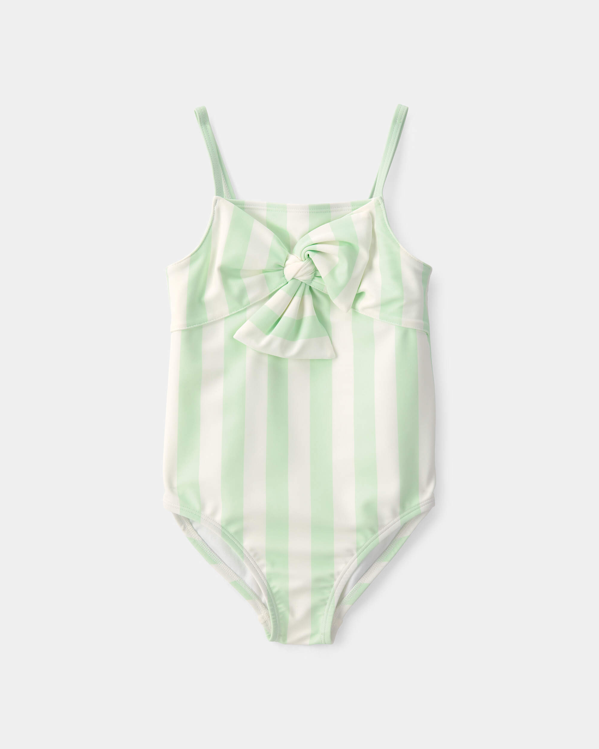 Toddler Girl 1-Piece Striped Swimsuit - Green/Ivory
