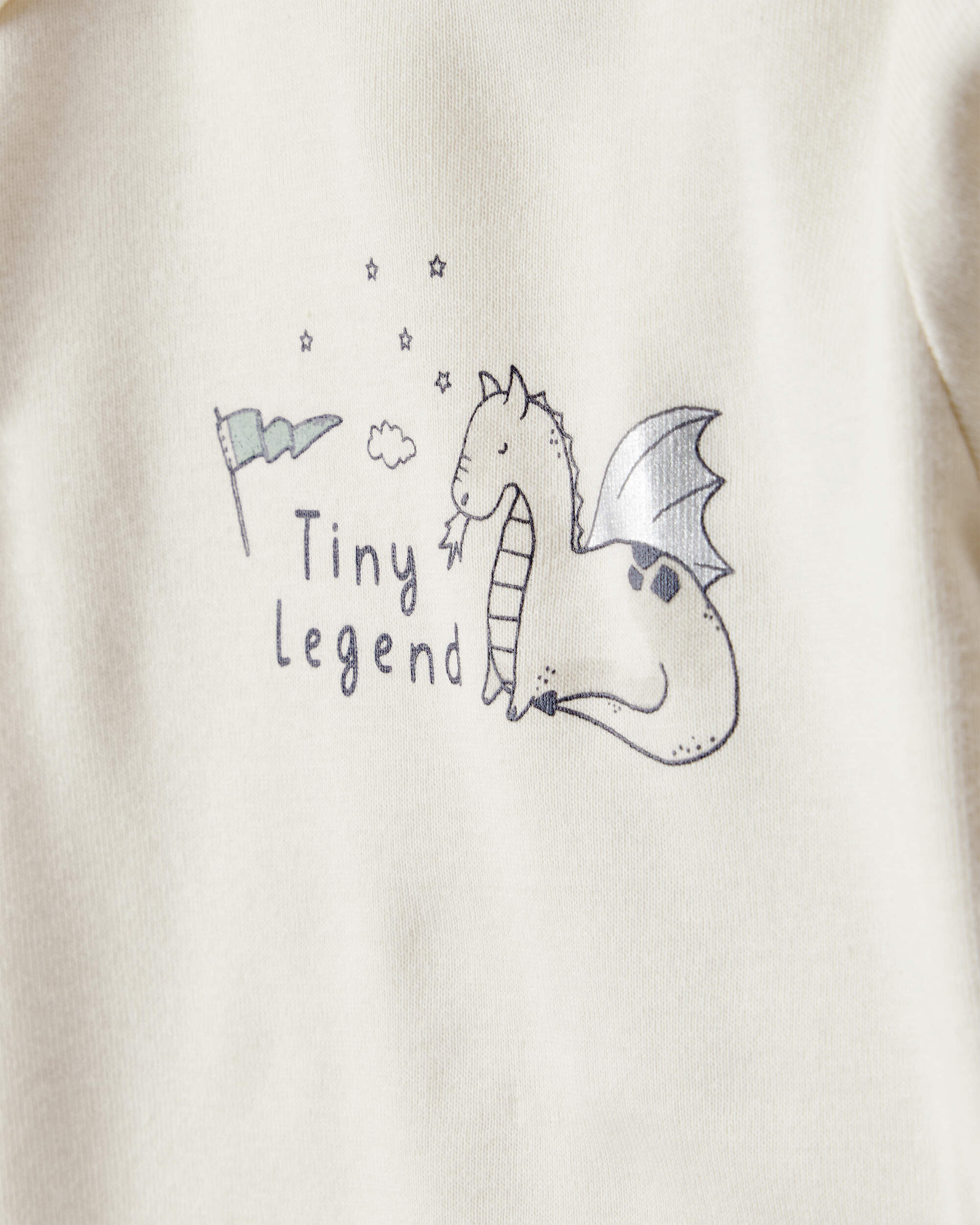 Baby Boy Dragon Print Cotton Long-Sleeve Bodysuit & Pant Set - Green/White