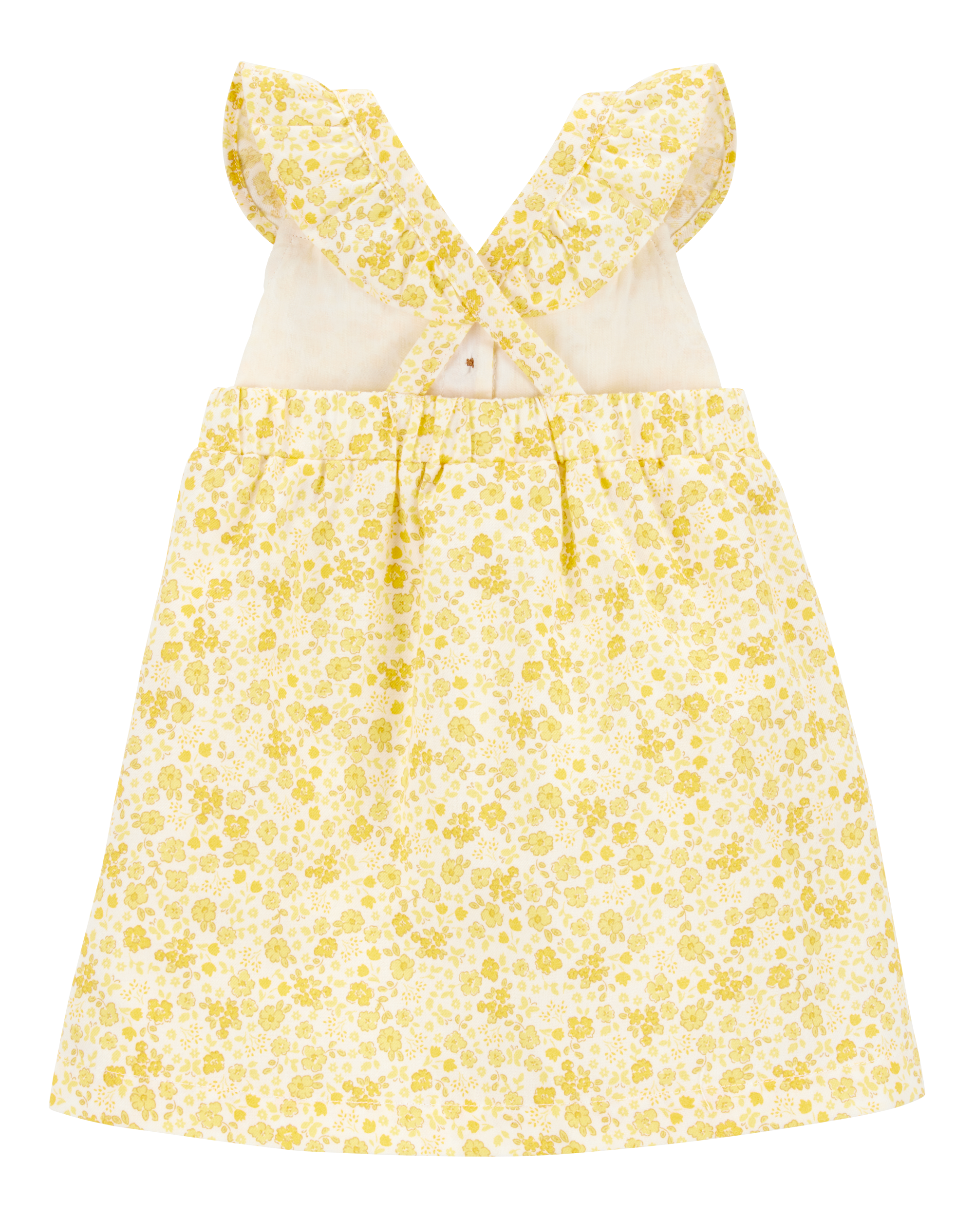 Baby Girl Floral Flutter Dress -  Yellow