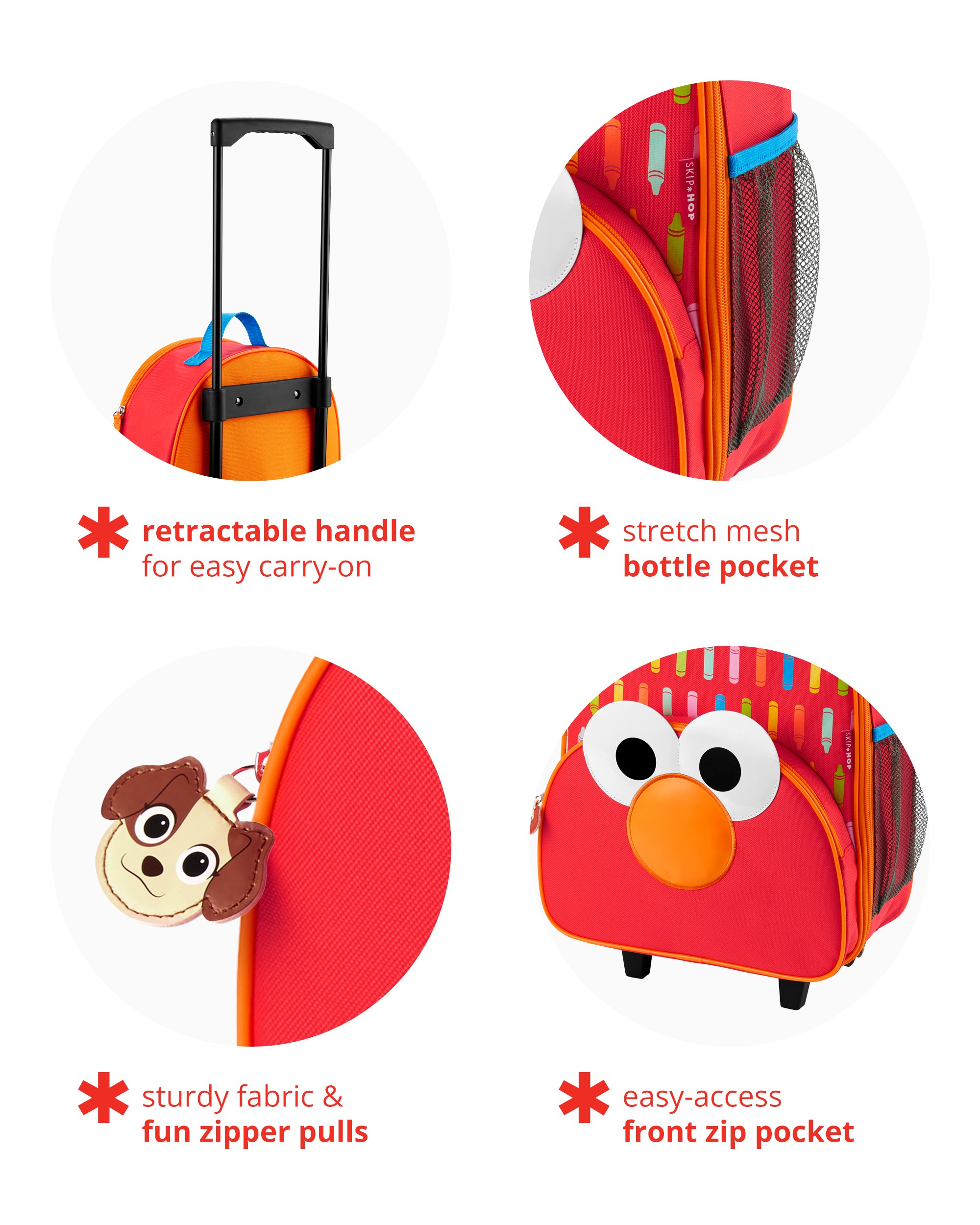 Sesame Street Toddler Kids Carry-On Rolling Luggage - Elmo
