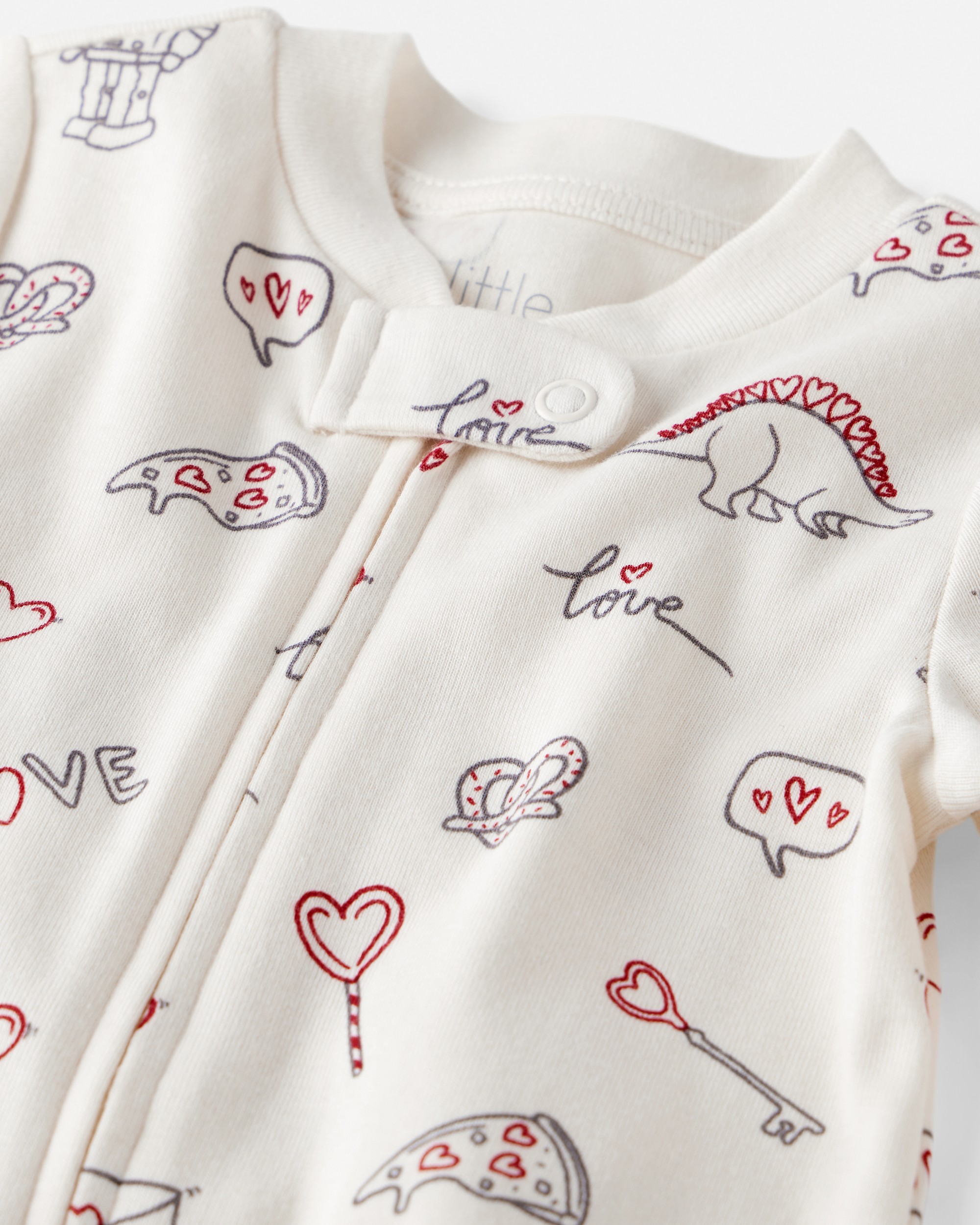 Baby Organic Cotton Sleep & Play Pyjamas Little Loves Print
