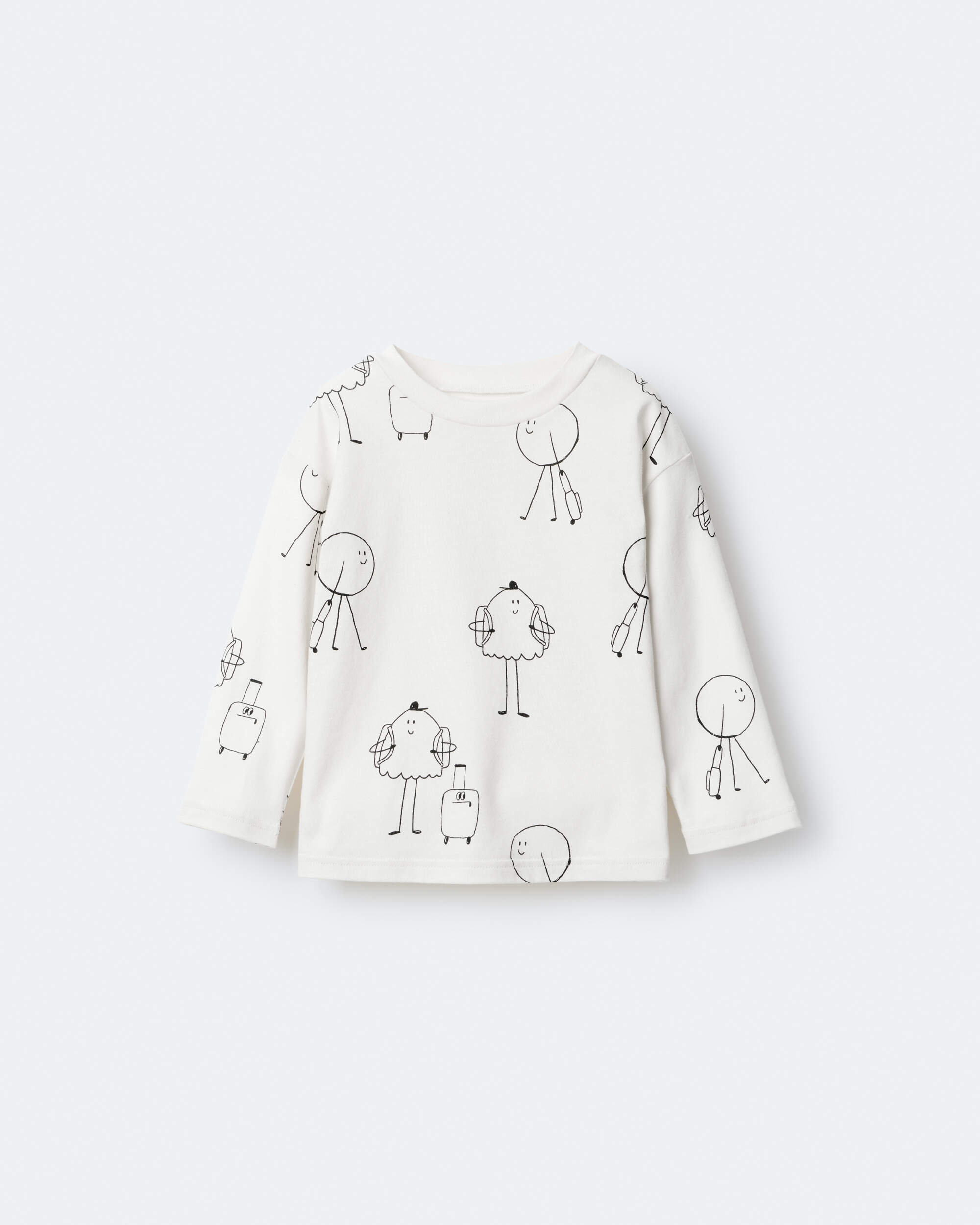 Toddler Neutral Travel Squish Character Long-Sleeve Graphic Tee - Cream