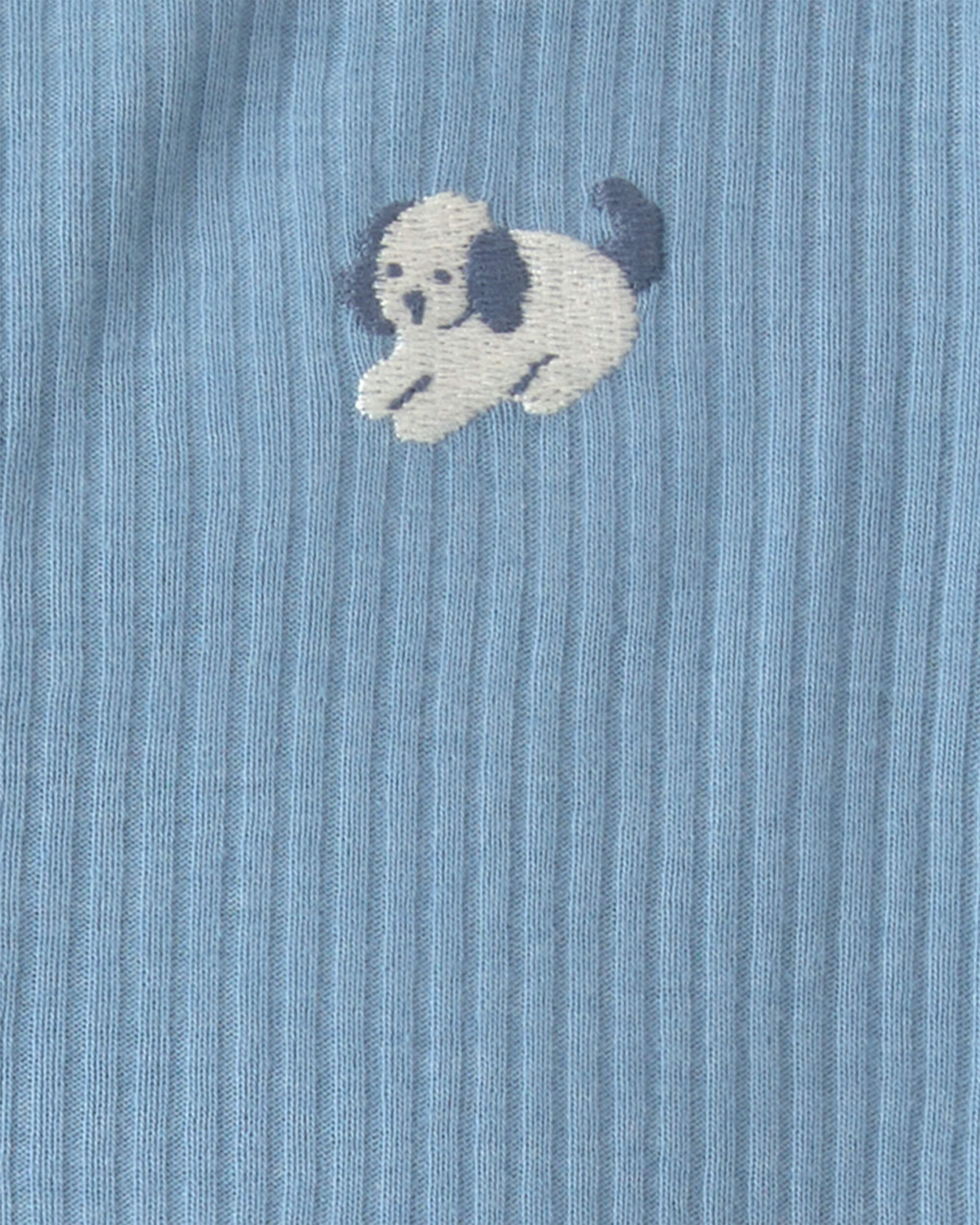 Baby Boy Dog Cotton 2-Way Zip Sleeper - Blue