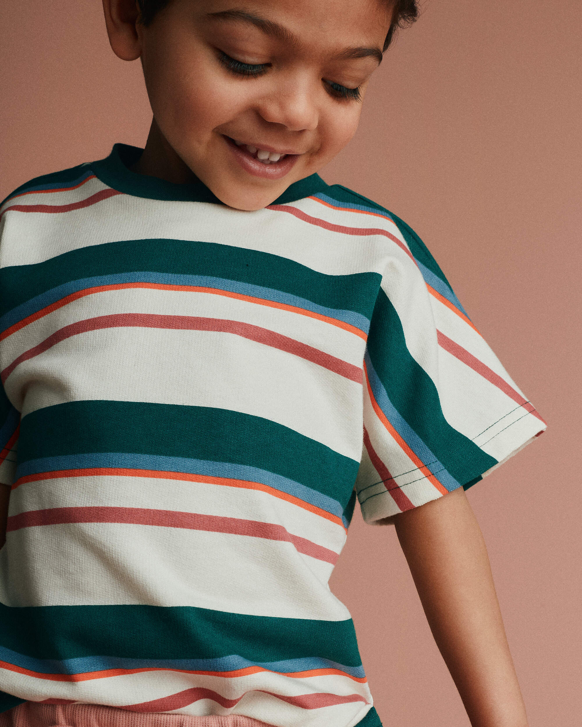 Toddler Dolman Tee Stripes - Green/Cream