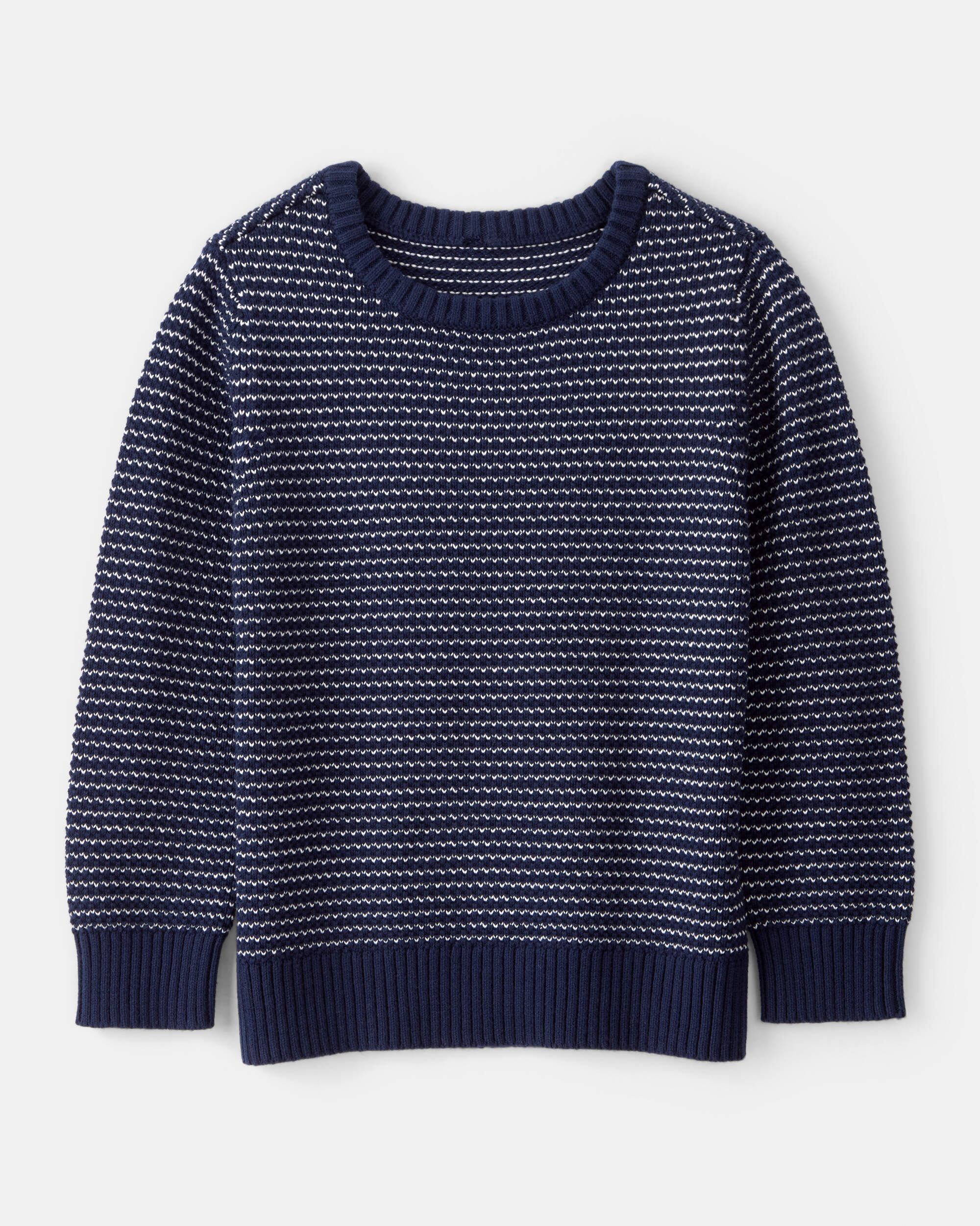Boys Striped Cotton Long-Sleeve Sweater - Blue
