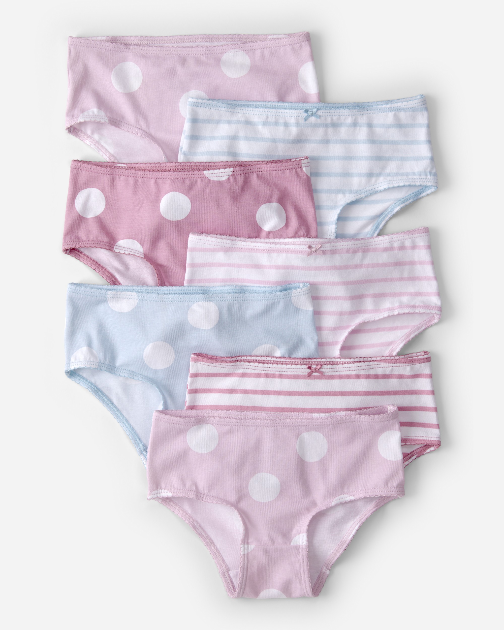 Girls 7-Pack Dots and Stripe Brief Underwear