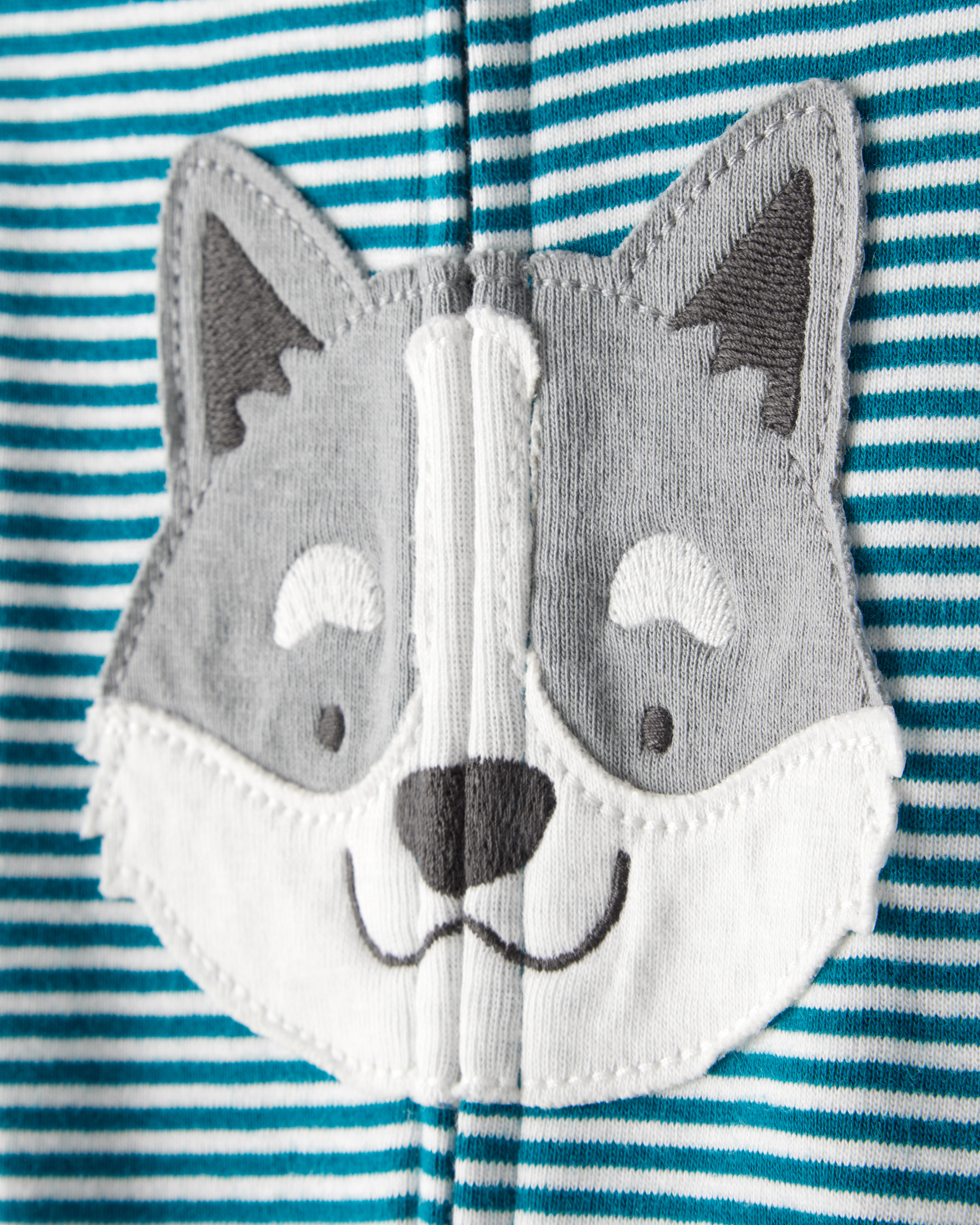 Baby Boy Dog Striped 100% Cotton Snug Fit 2-Way Zip Footie 1-Piece Pyjamas - Blue