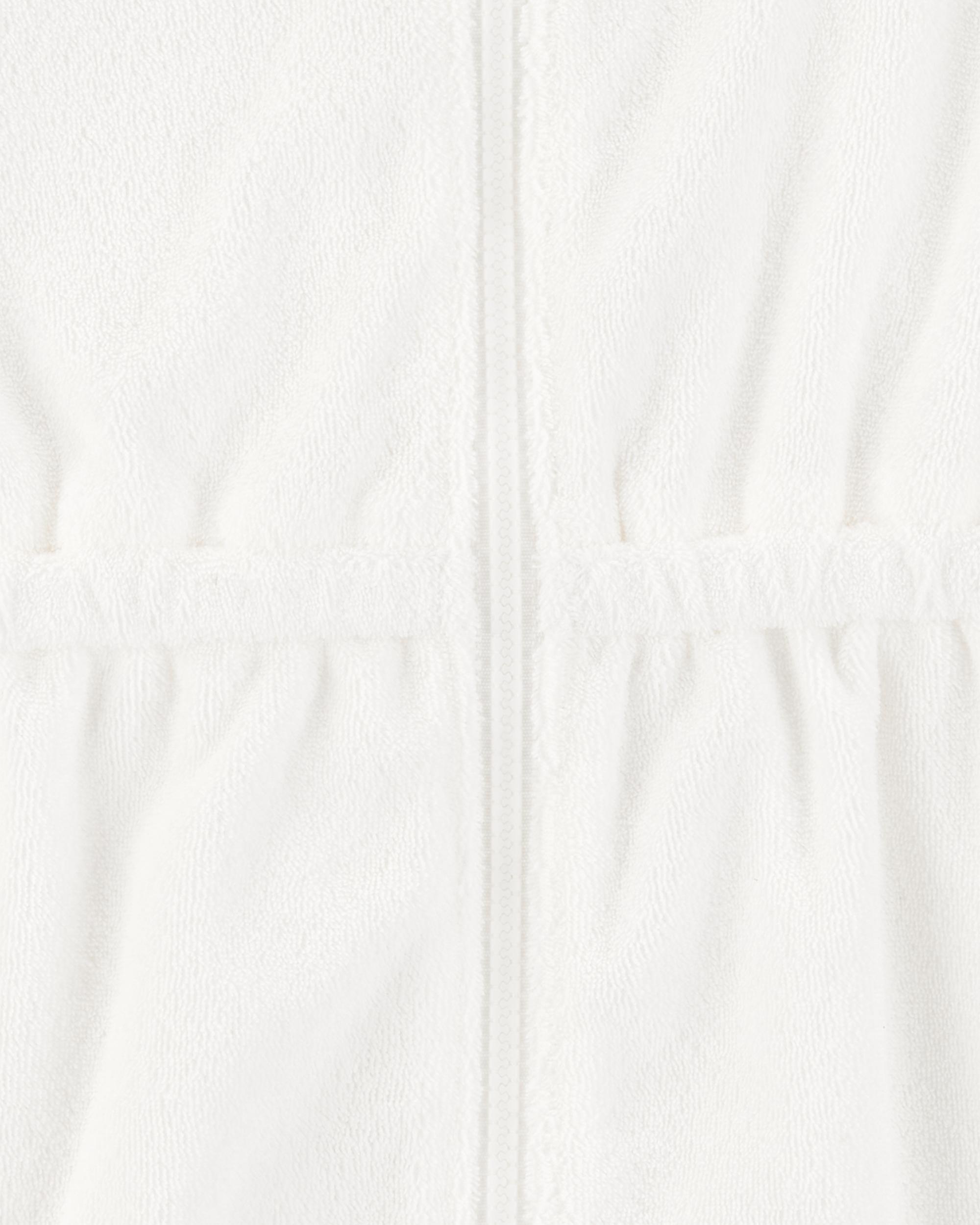 Toddler Girl Hooded Terry Cloth Swim Cover-Up Dress - White
