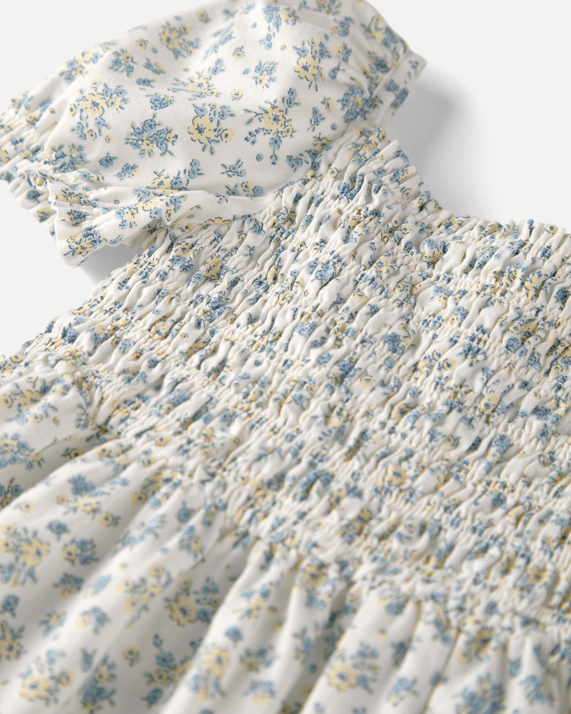 Toddler Girl Smocked Dress Made with Organic Cotton Spring Bloom Print