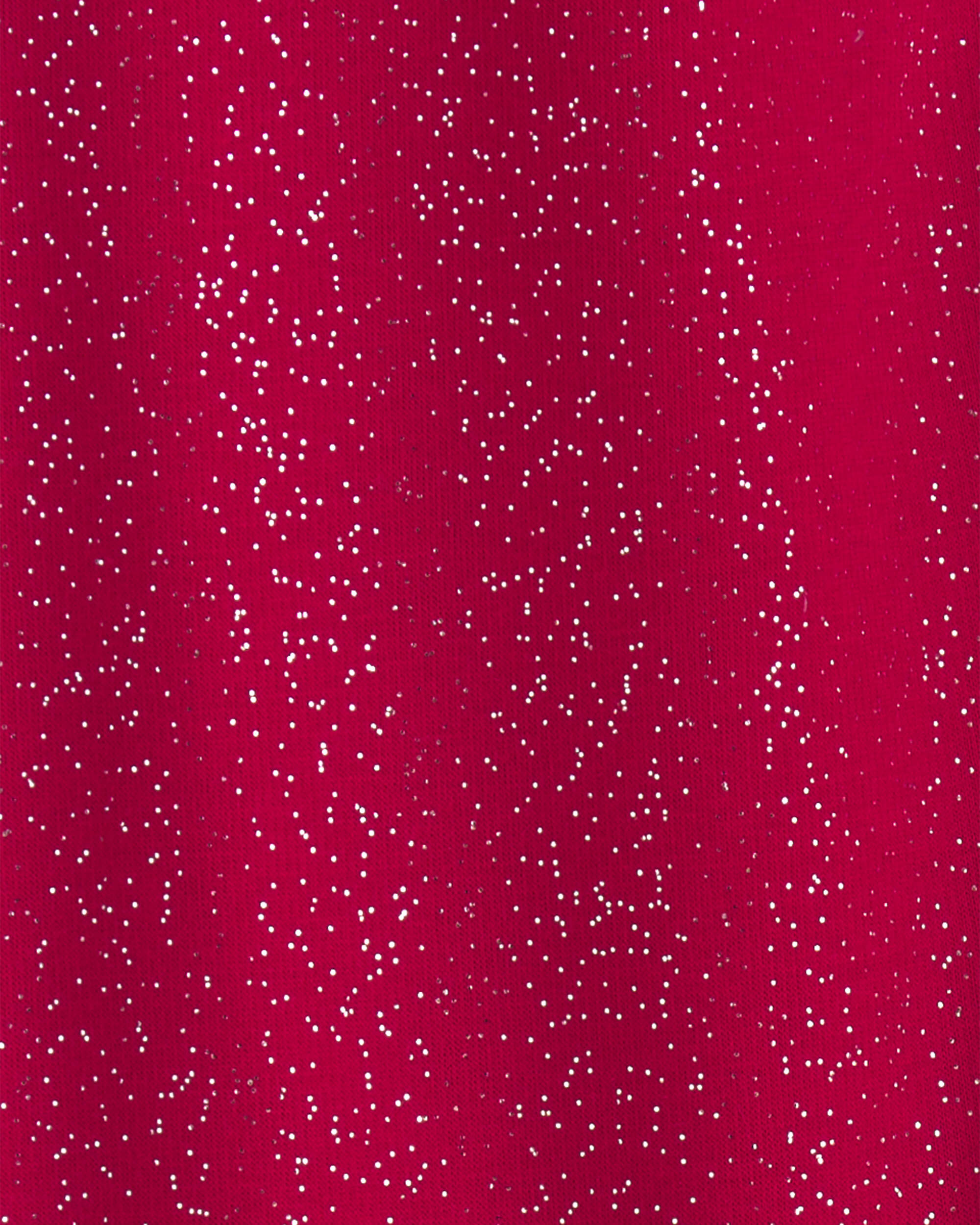 Girls Glitter Fleece Pull-On Stretch Leggings - Red