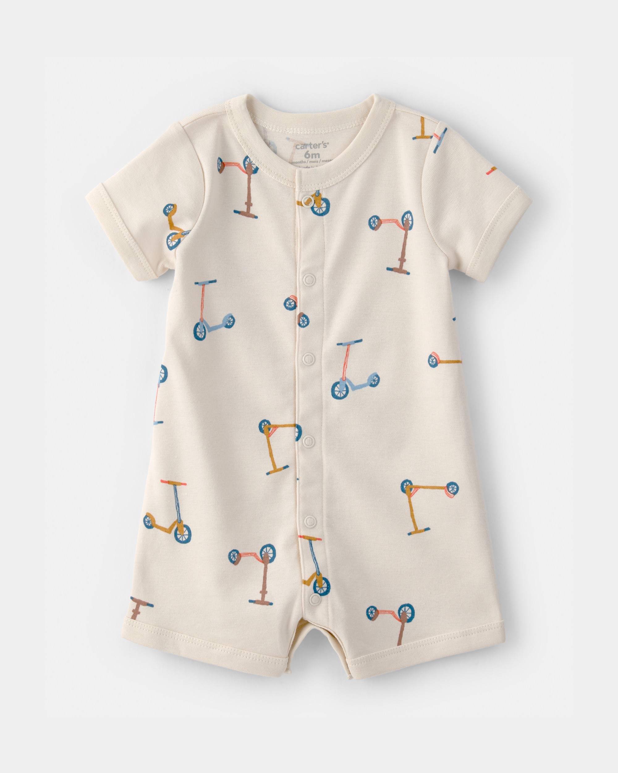 Baby Scooter Short-Sleeve Romper - Cream