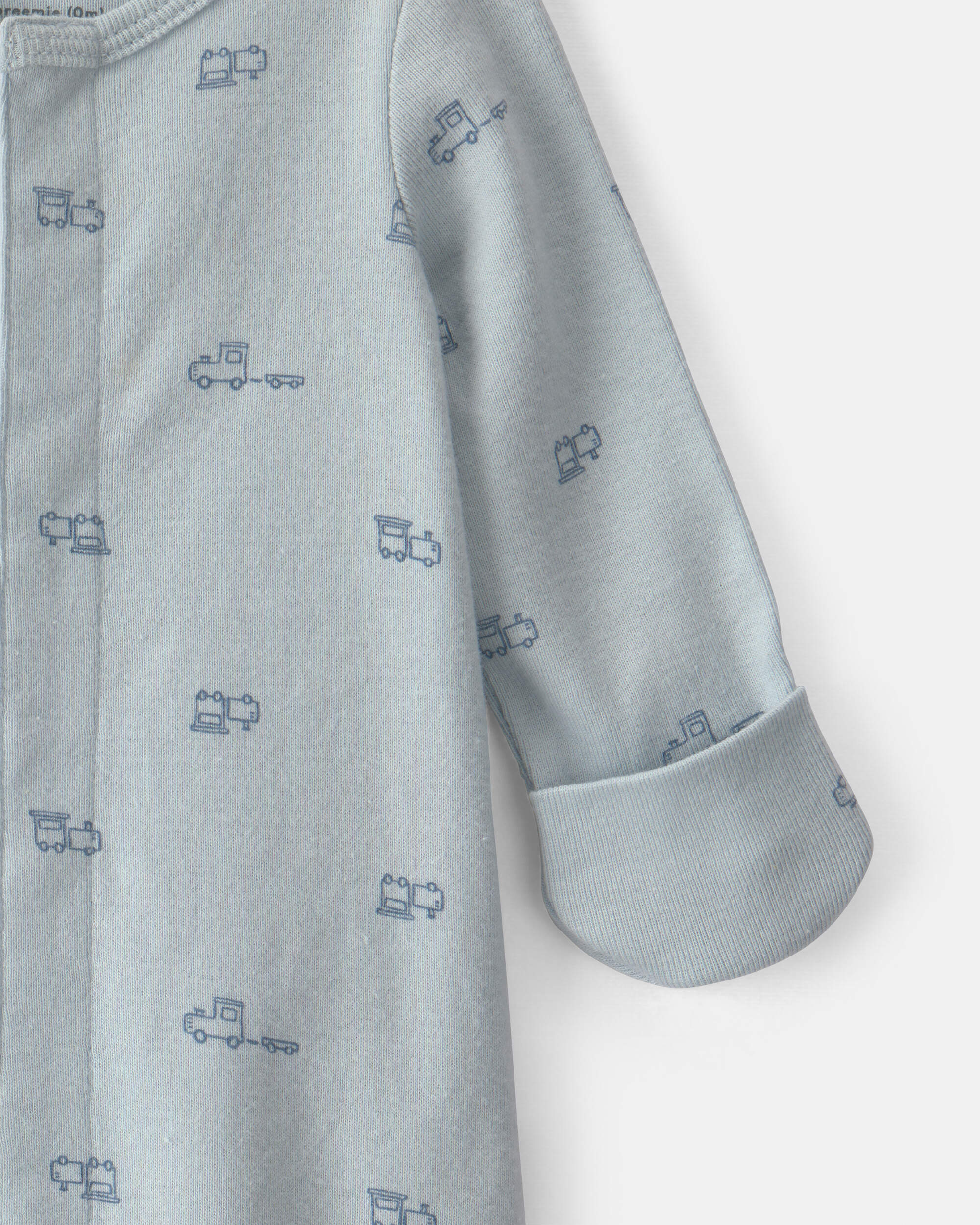 Baby Boy NICU Train Long-Sleeve Sleeper Gown - Blue
