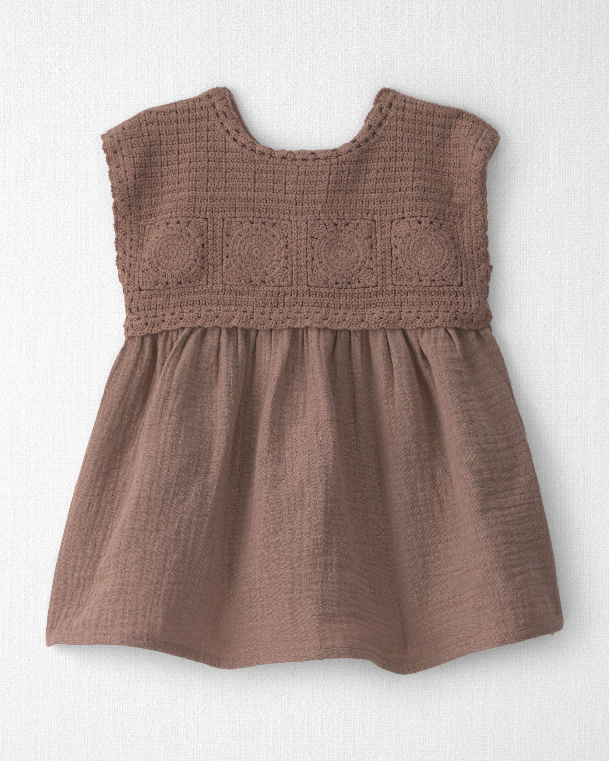 Baby Girl Organic Cotton Gauze Crochet Dress