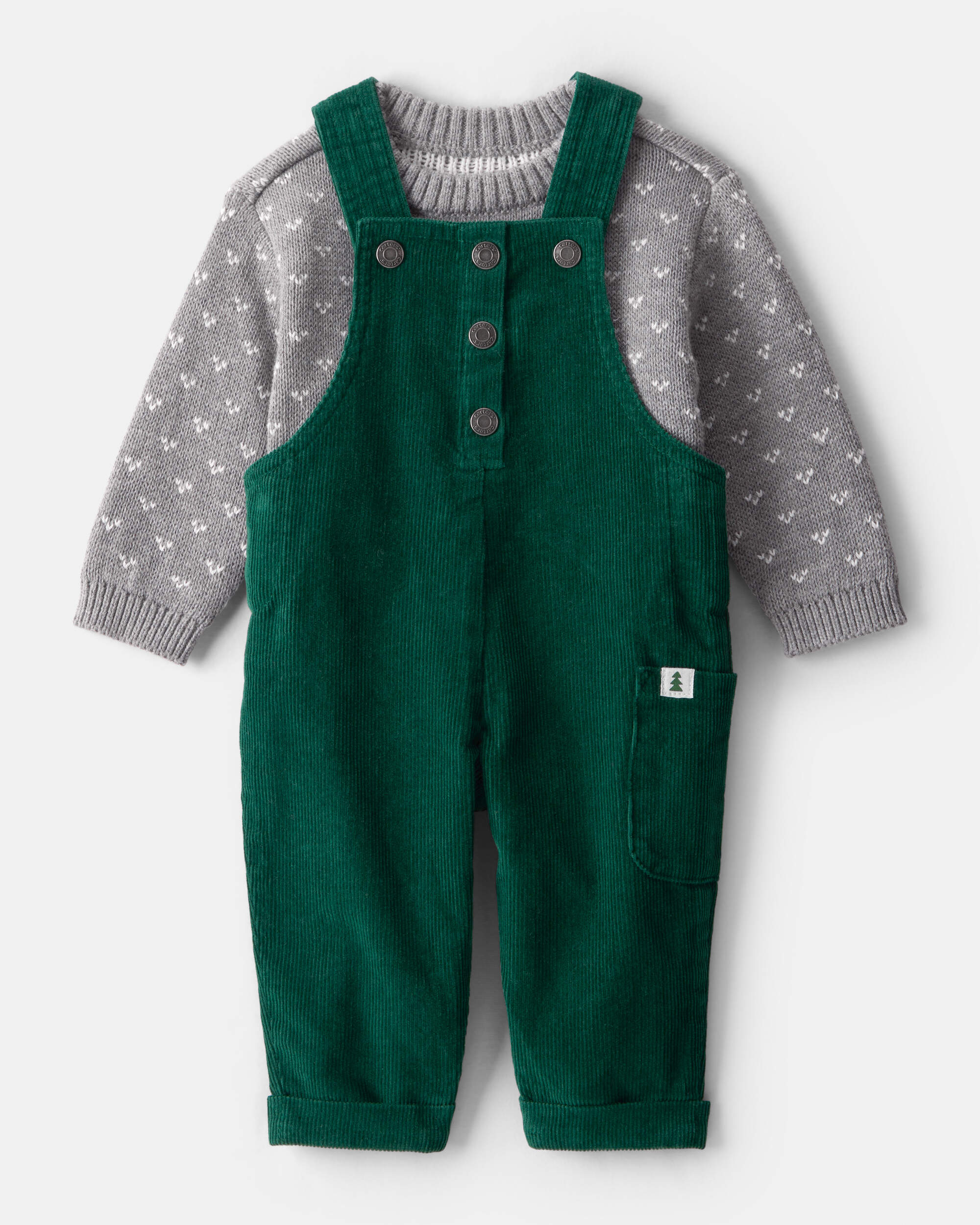Baby Boy 2-Piece Sweater & Overall Set - Green