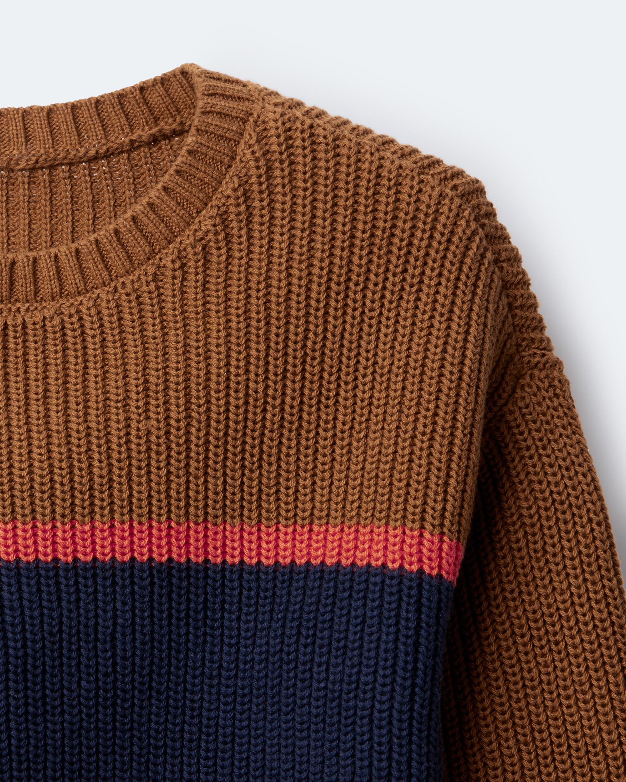 Toddler Boy Colourblock Pullover Sweater - Navy/Cinnamon