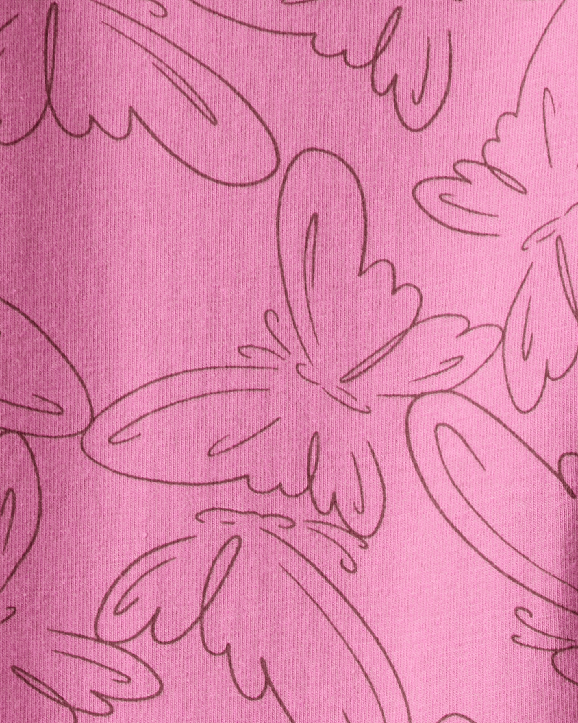 Girls Butterfly Print Cotton Pull-On Stretch Leggings - Pink