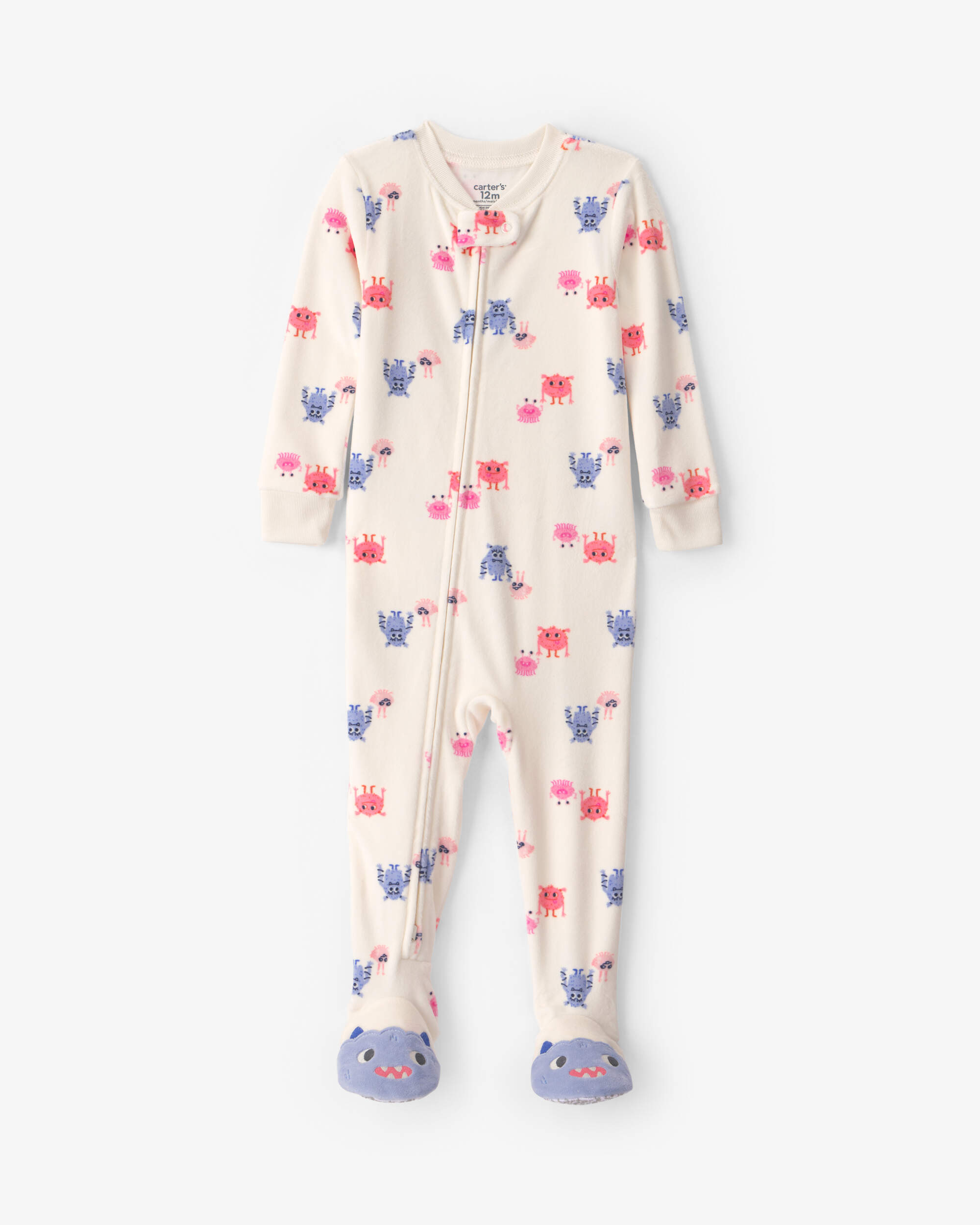Toddler Girl 1-Piece Monster DreamPlush Snug Fit Footed Pyjama - Cream