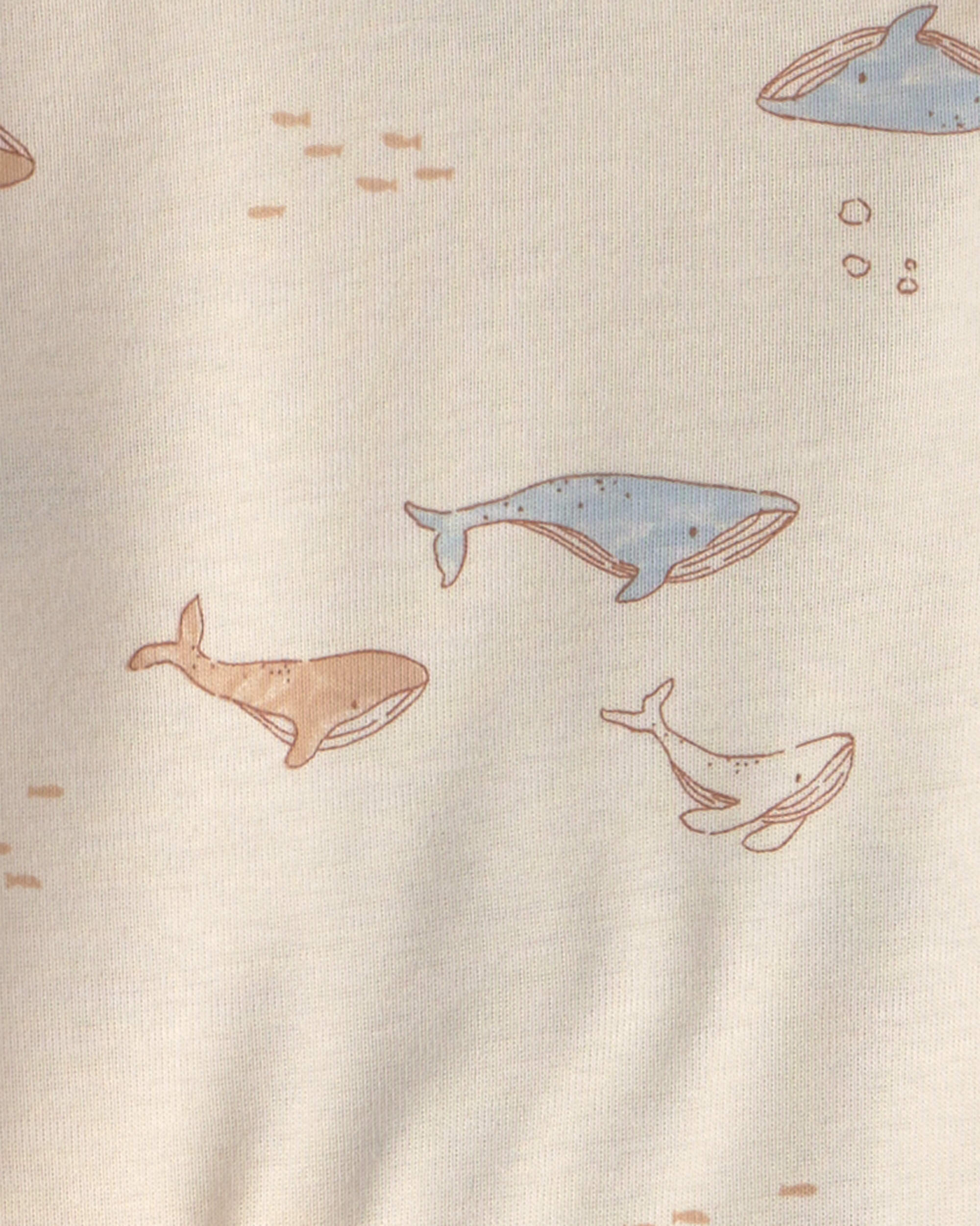 Baby 4-Piece Whale Long-Sleeve Bodysuit & Pant Set - Blue/Cream