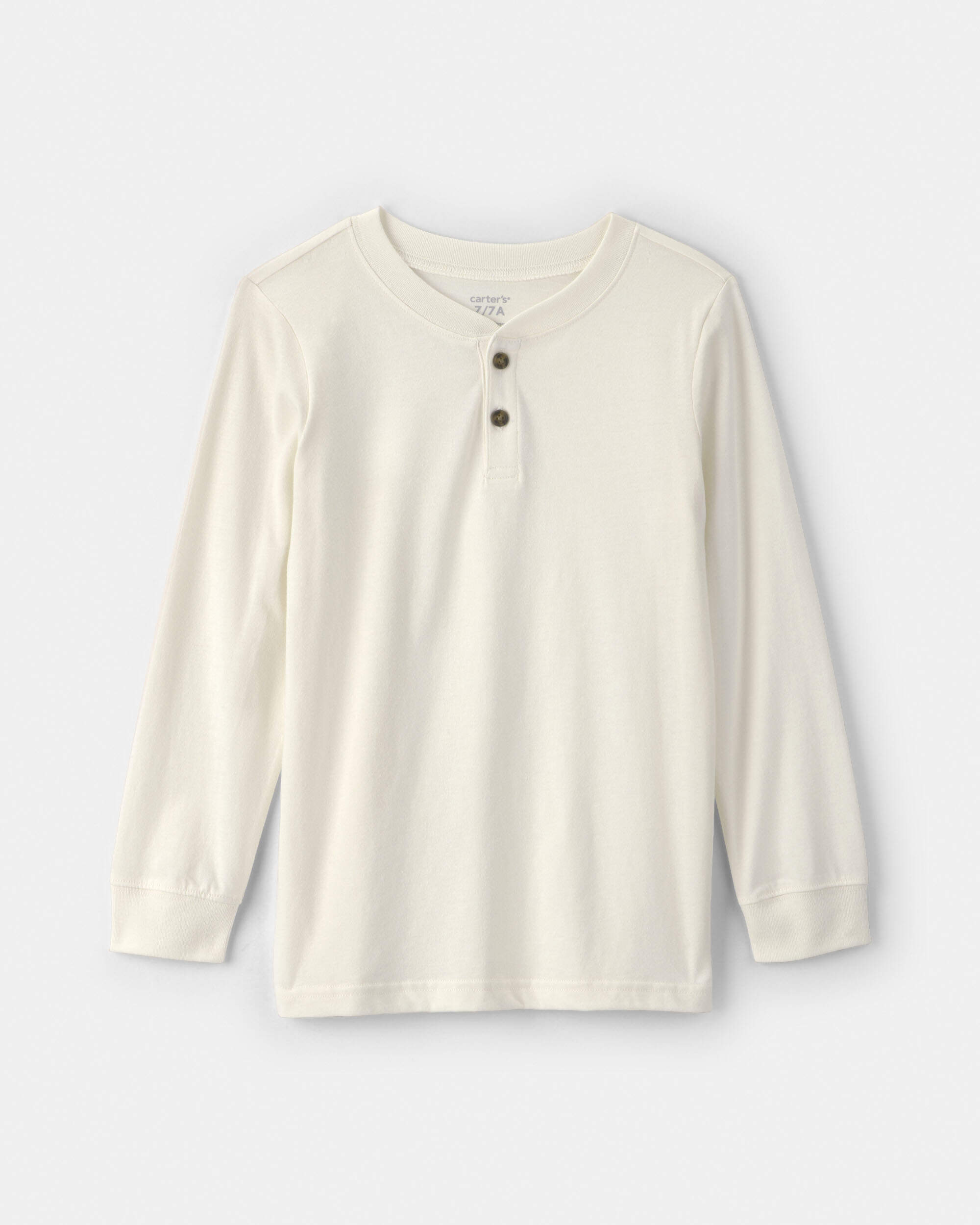 Boys Long-Sleeve Henley T-Shirt - Cream
