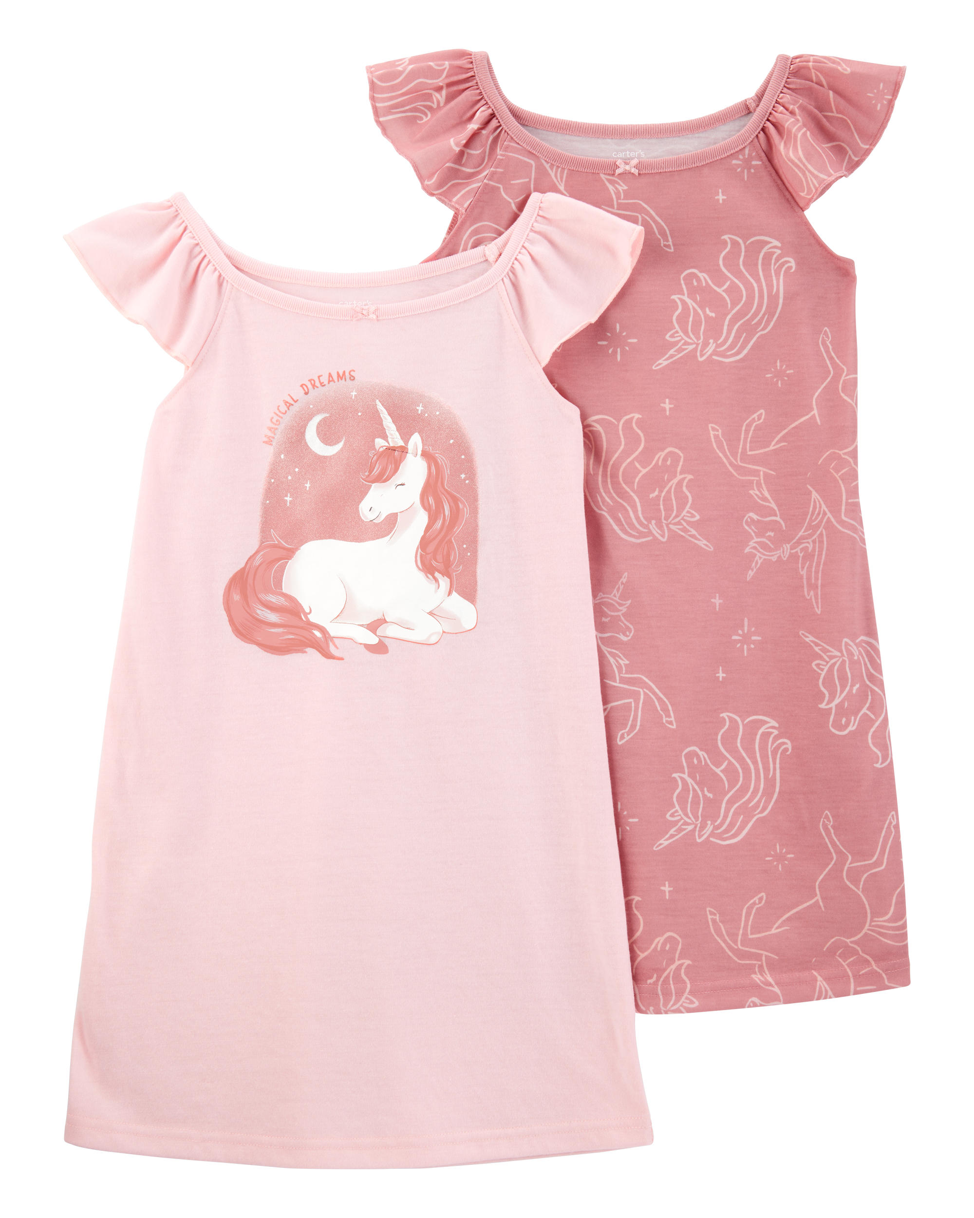 Kid 2-Pack Unicorn Nightgowns - Pink