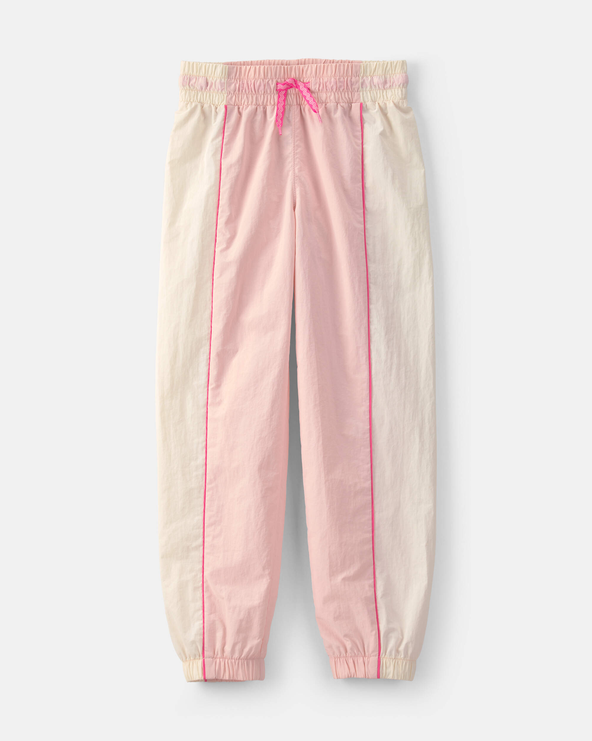 Girls Striped Drawstring Joggers - Pink