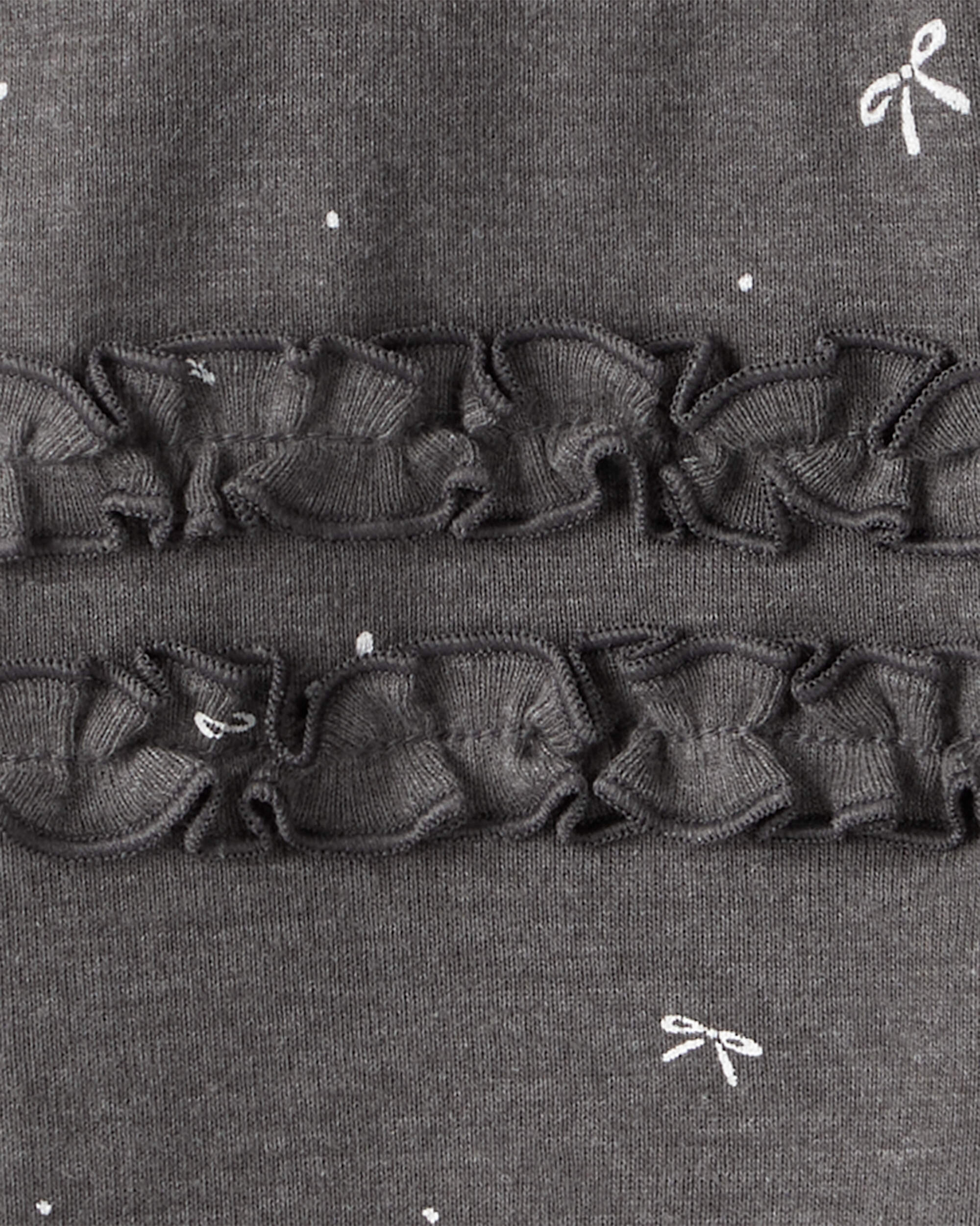 Baby Girl Bow Print Bodysuit & Pant Set - Grey