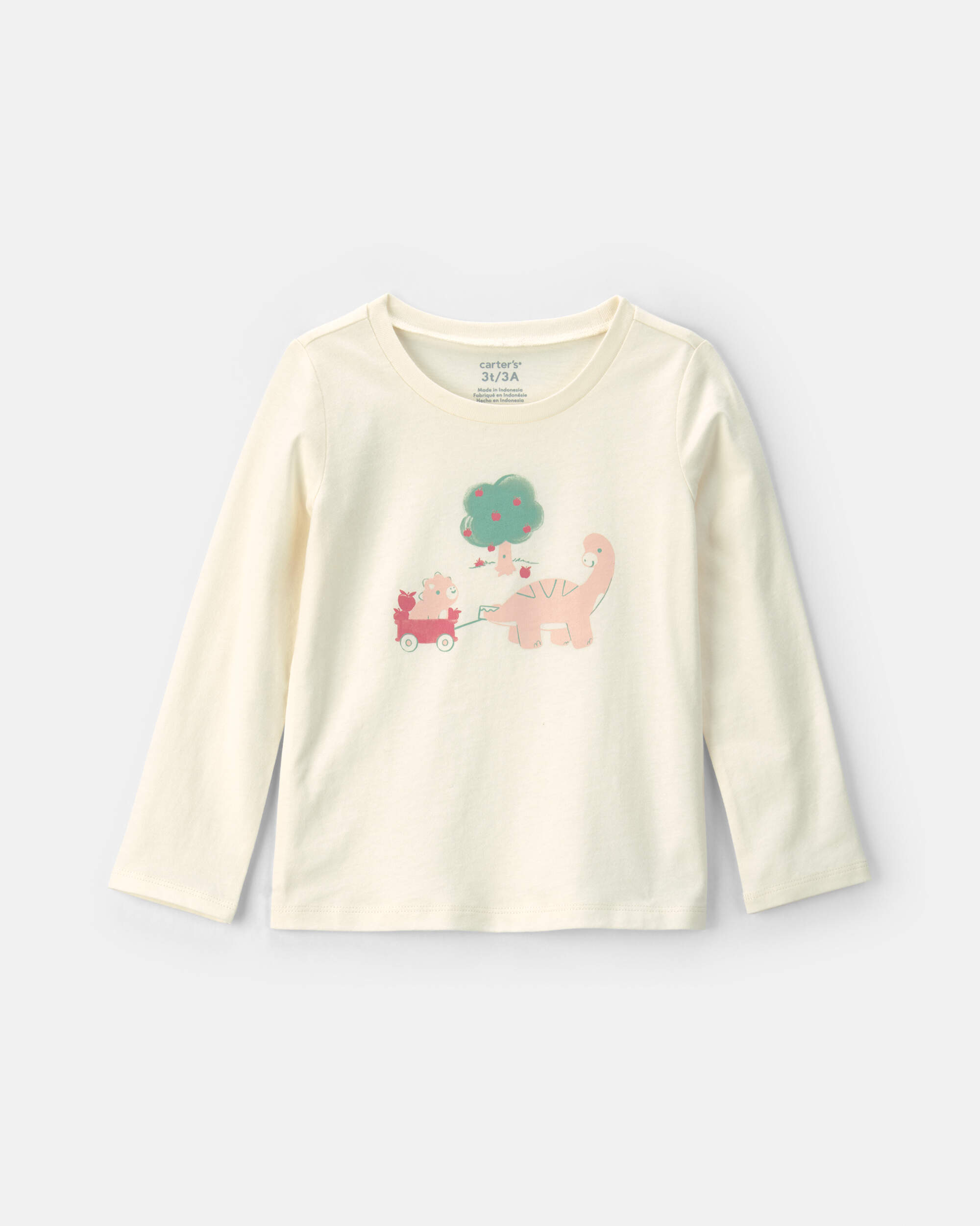 Toddler Girl Dino Long-Sleeve Graphic Tee - White