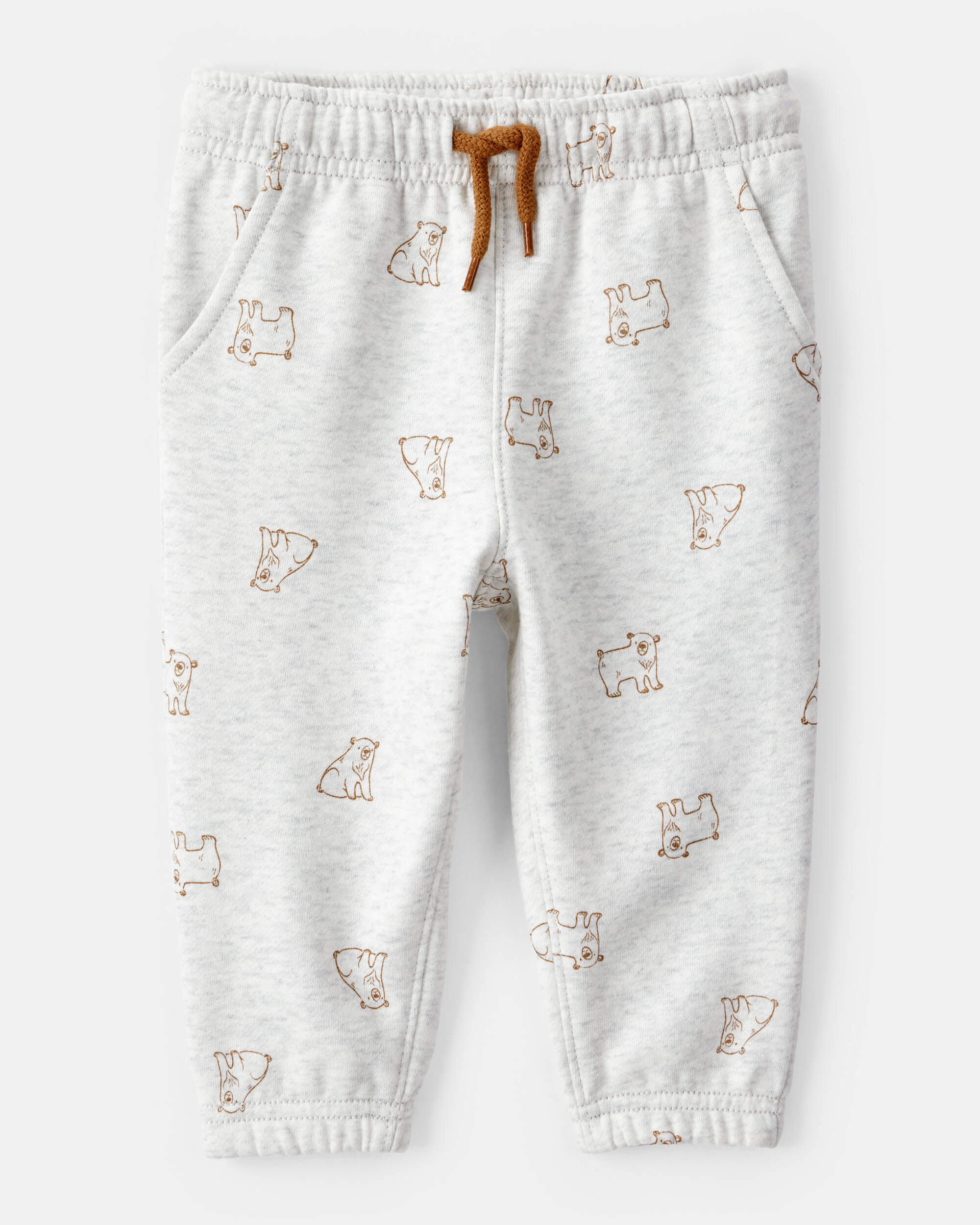 Baby Boy DayDream Fleece Bear Print Long-Sleeve Tee & Pant Set - Brown