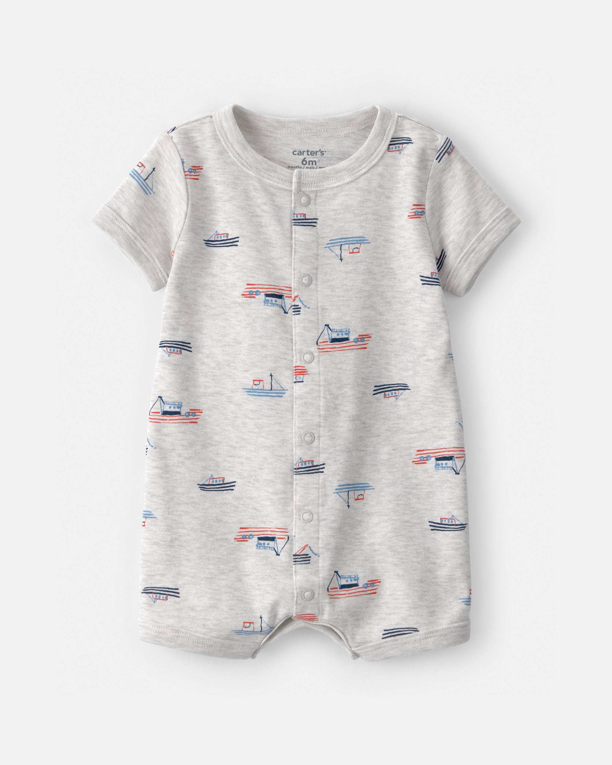 Baby Boy Boat Short-Sleeve Romper - Grey