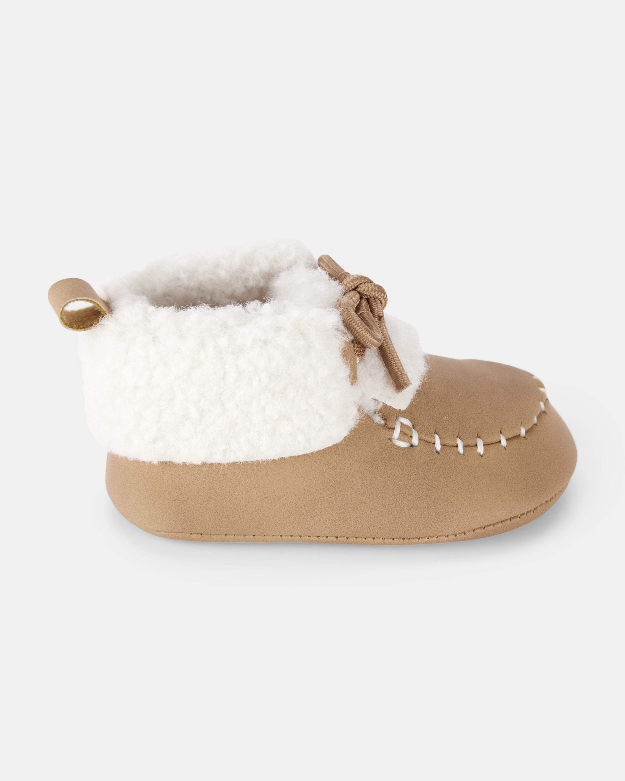 Baby Boy Teddy Fleece Moccasin Boots - Brown