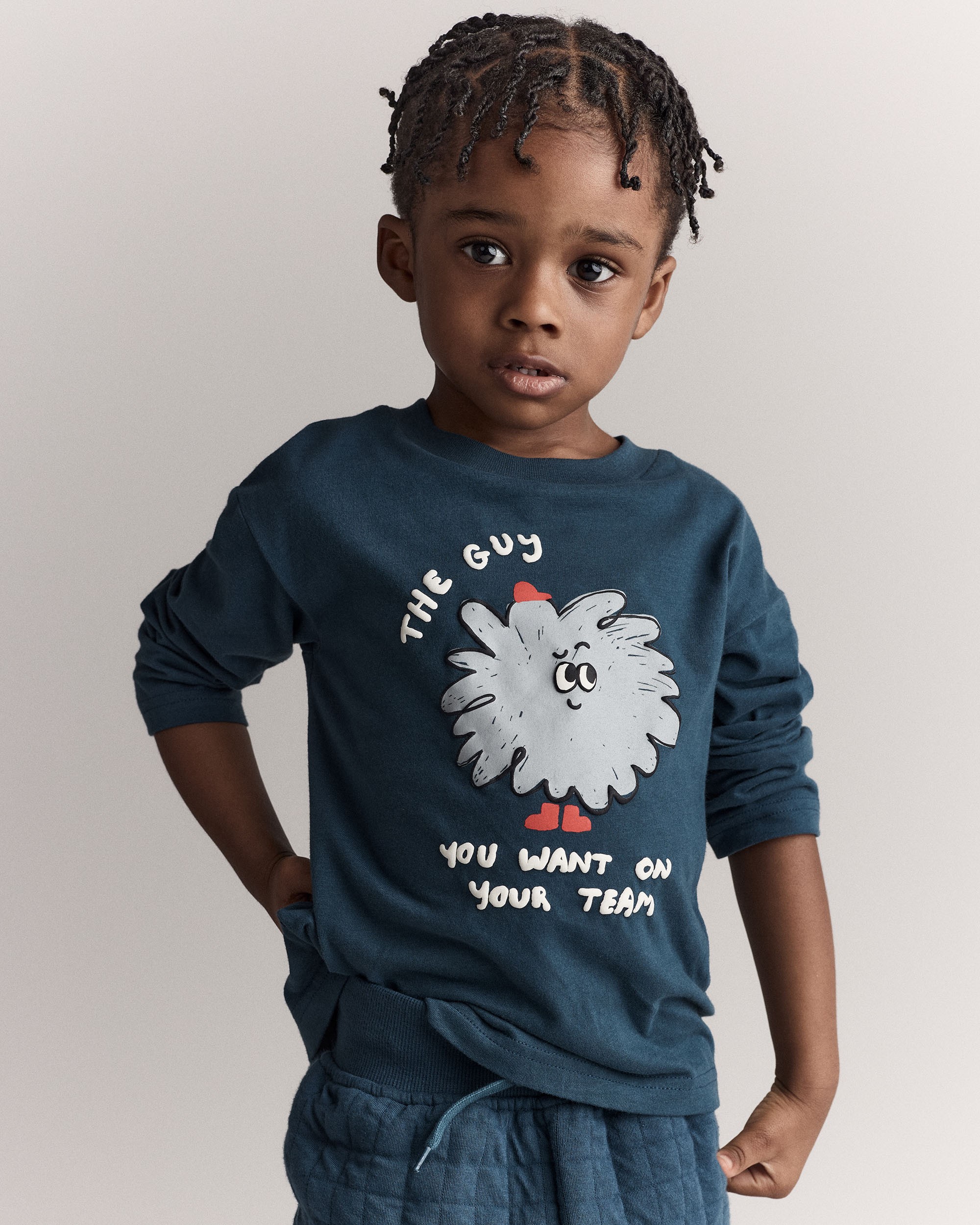Toddler Boy Squish Character Long-Sleeve Relaxed Graphic Tee - Deep Teal