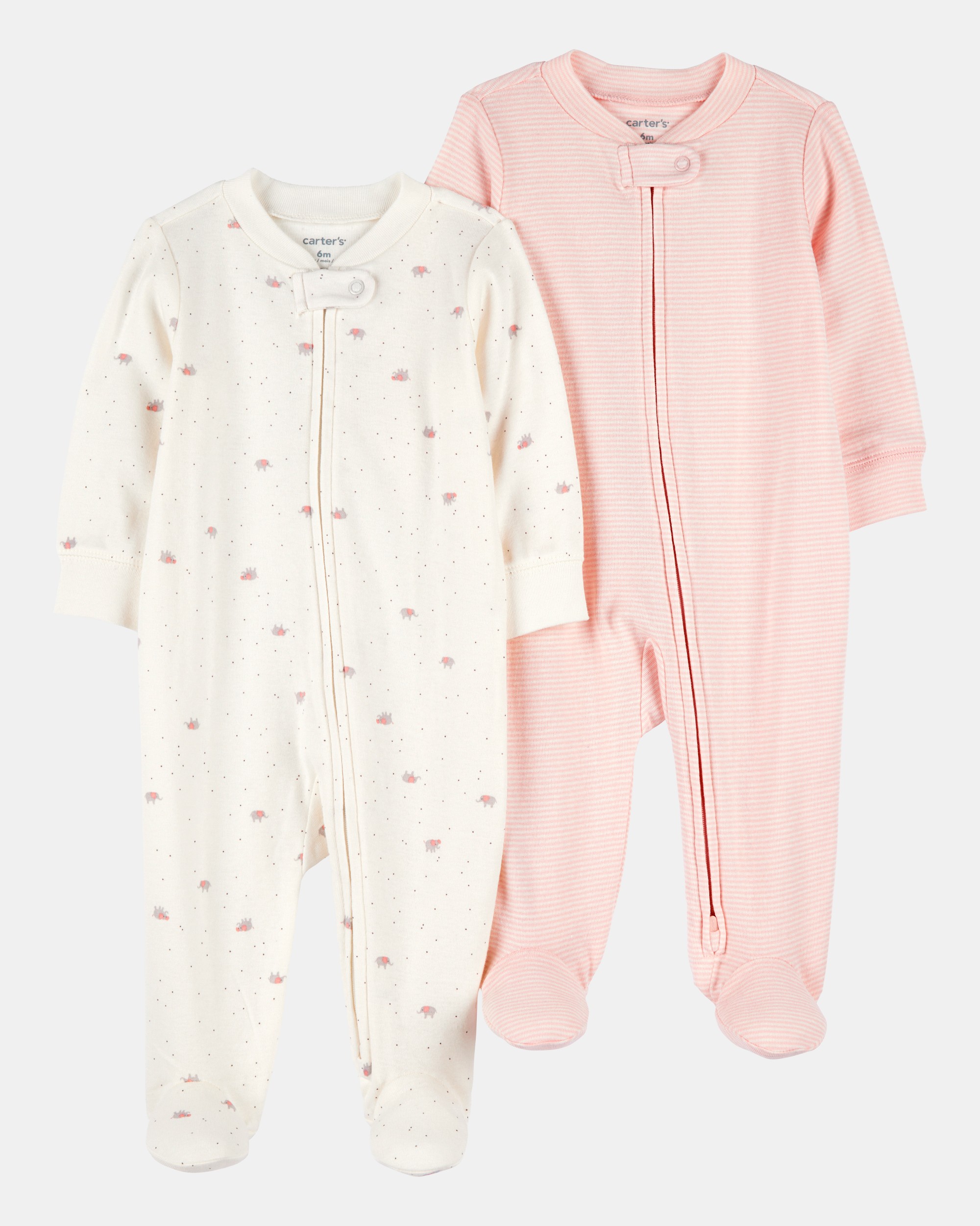 Baby Girl 2-Pack 2-Way Zip Cotton Sleeper