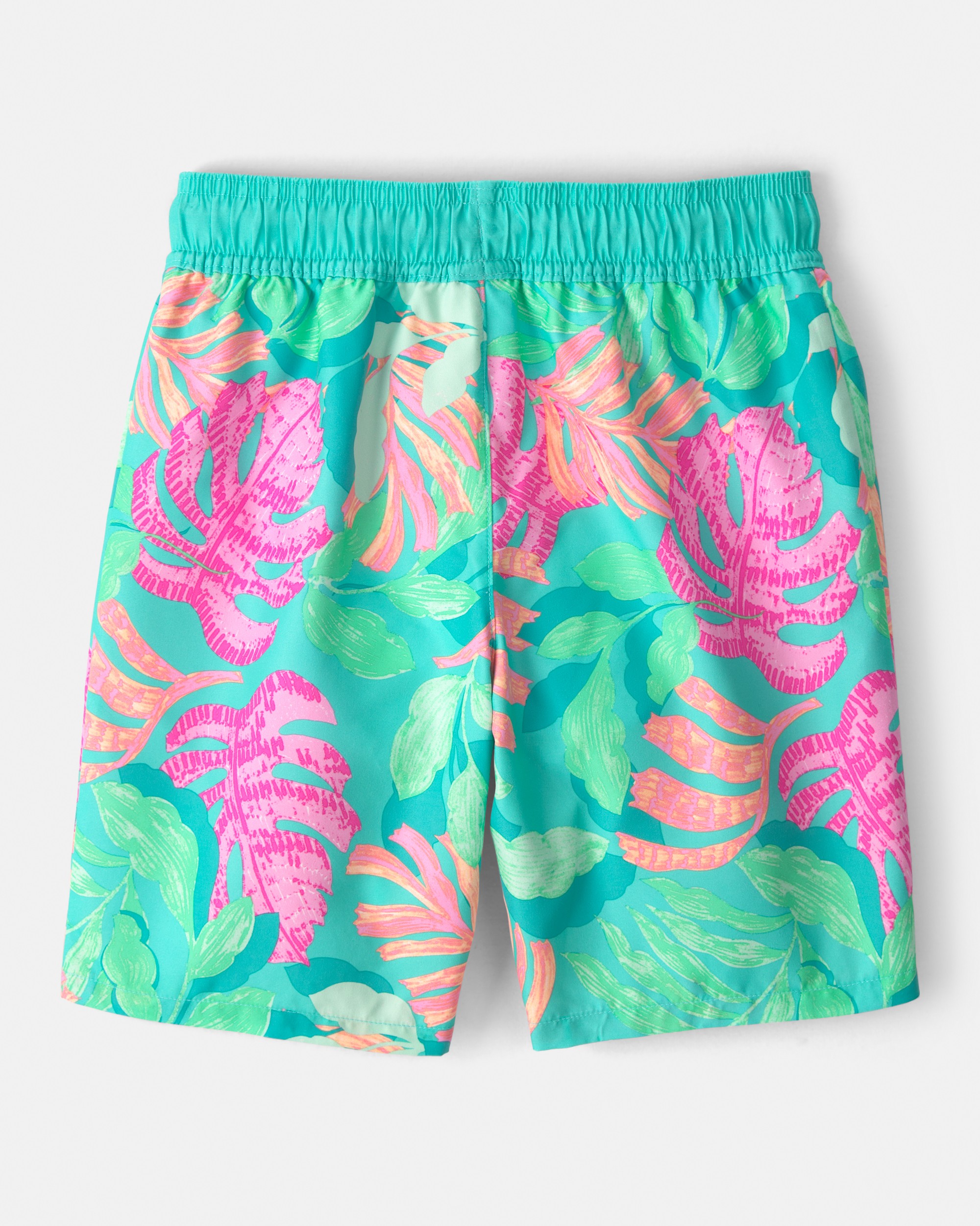 Boys 2-Piece Long-Sleeve Rashguard & Tropical Swim Trunks Set - Orange/Green