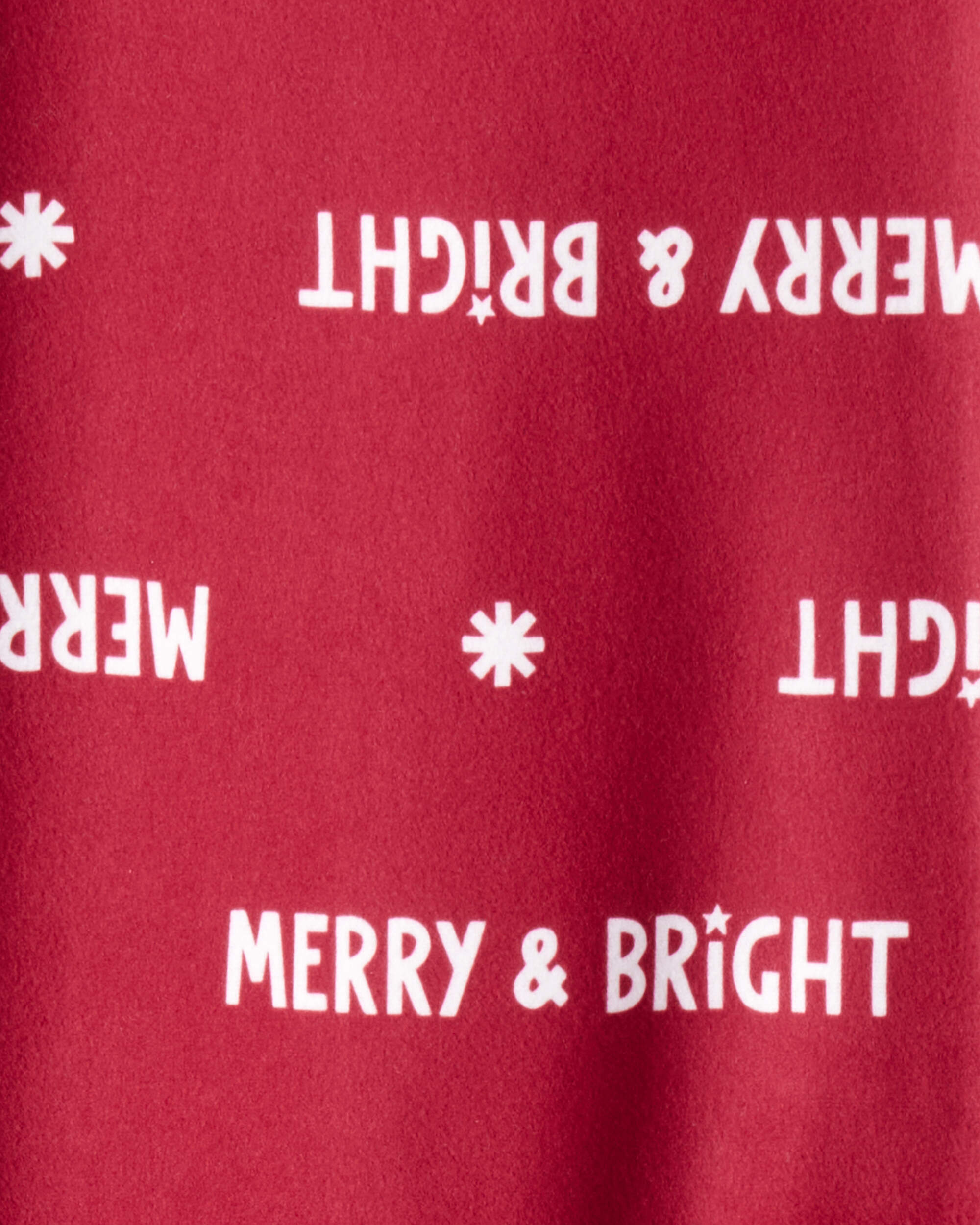 Kid Merry & Bright Christmas Print Loose Fit Pajama Bottoms - Red