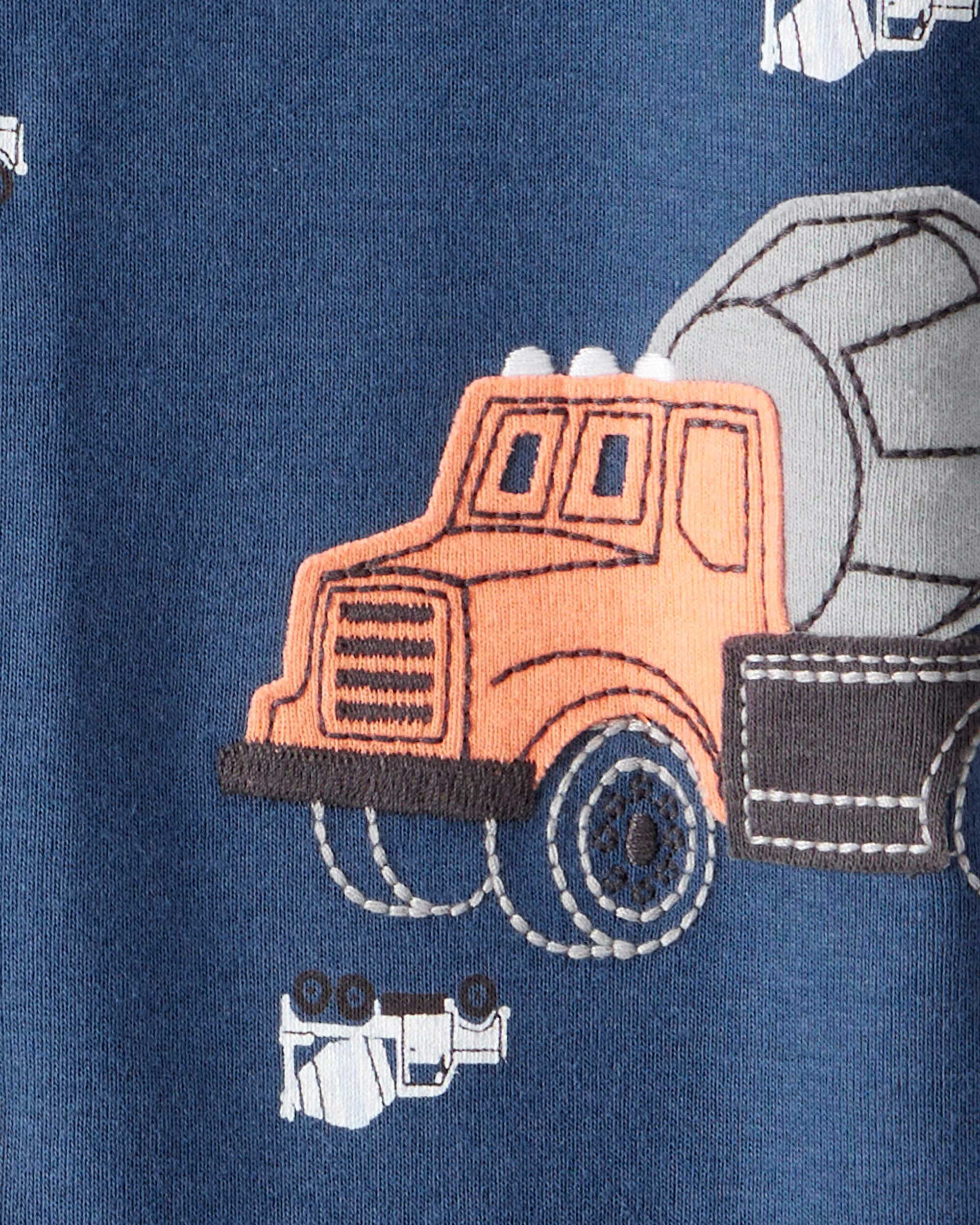 Baby Boy Construction Print 100% Cotton Long-Sleeve 2-Way Zip 1-Piece Pyjamas - Blue