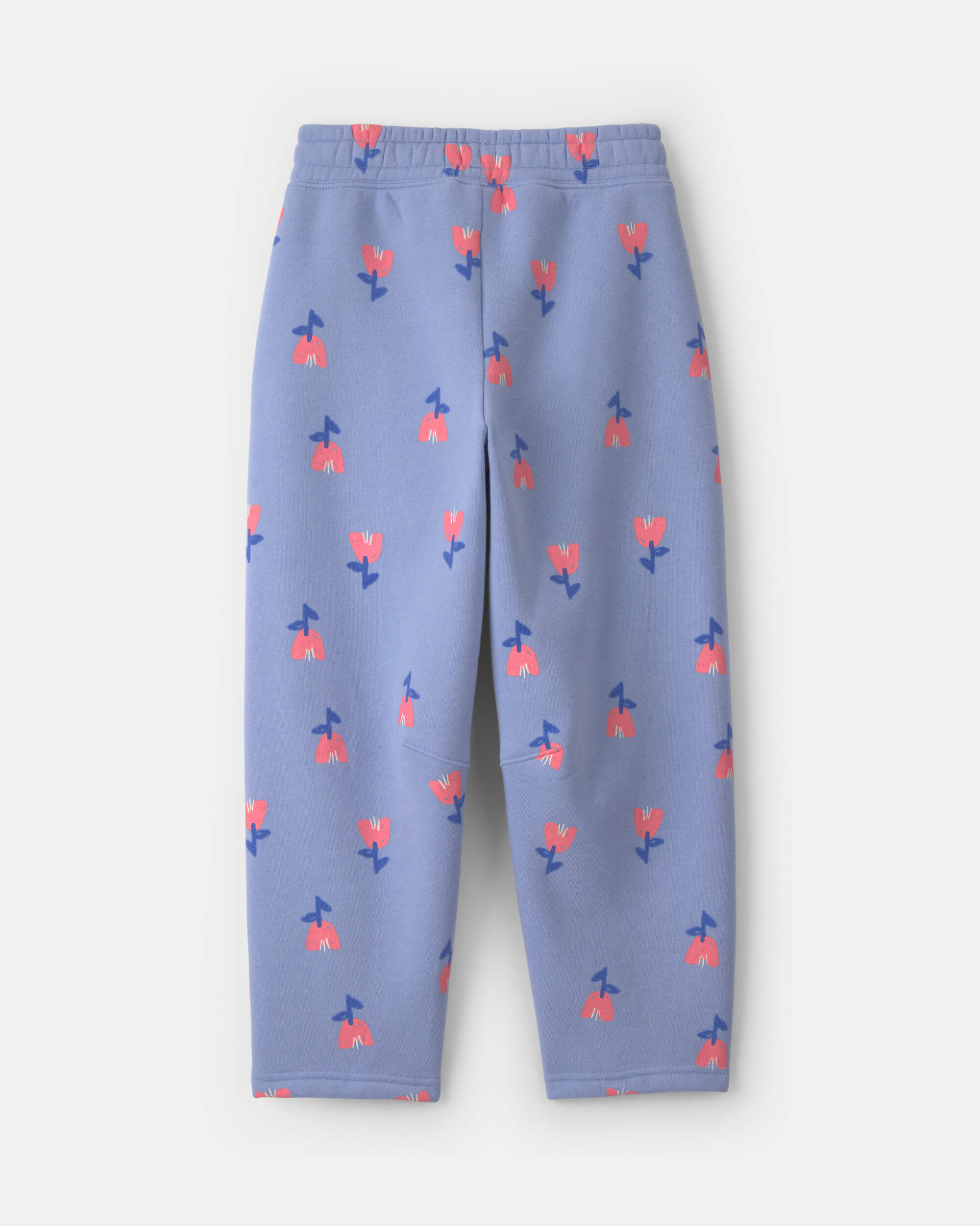 Girls Floral Fleece Barrel Pants - Blue/Pink