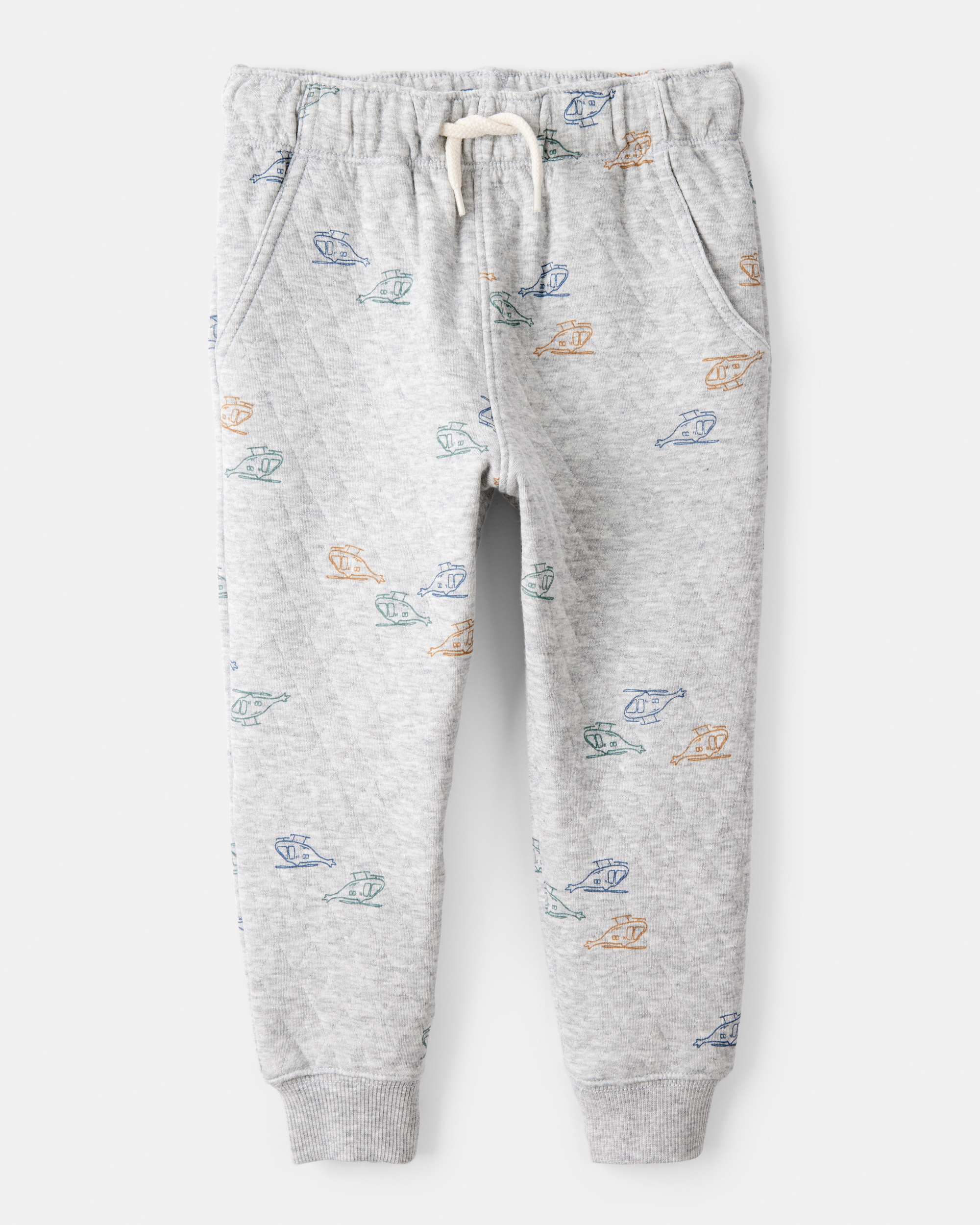 Toddler Boy 2-Piece Helicopter Quilted Hoodie & Pant Set - Grey