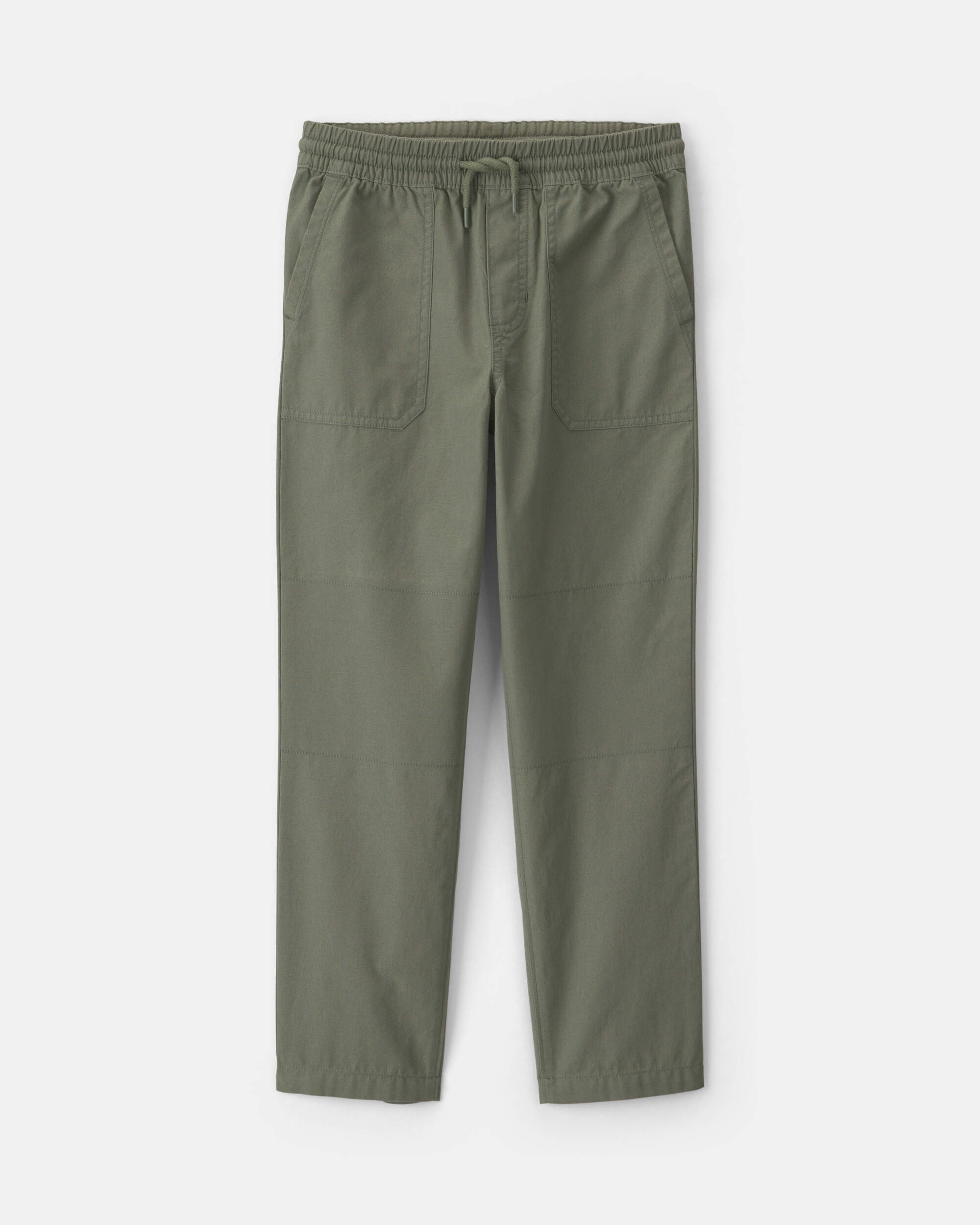Boys Pull-On Canvas Pants - Olive Green