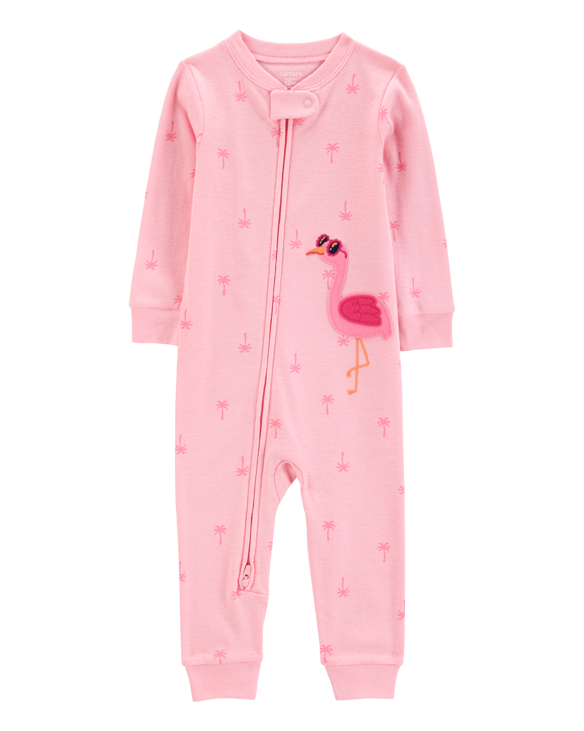 Baby Flamingo Print Snug Fit Cotton Footless 1-Piece Pyjamas - Pink