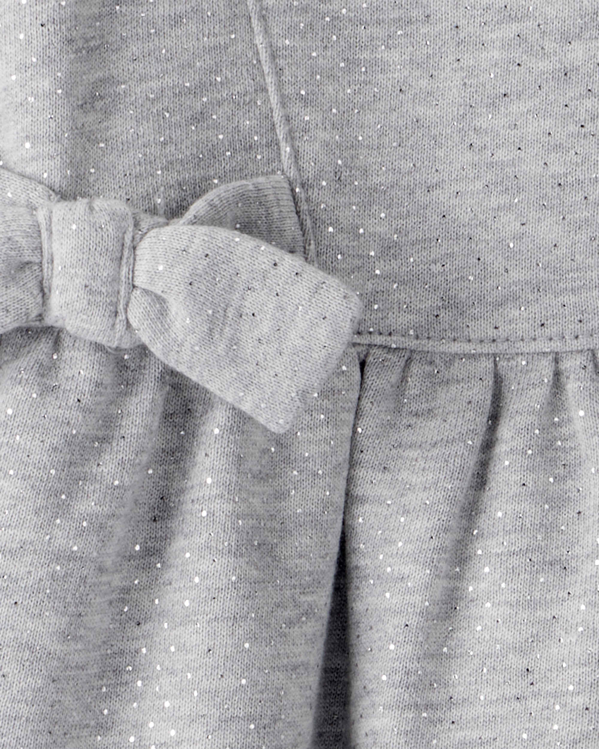 Baby Girl DayDream Fleece Bow Glitter Long-Sleeve Jumpsuit - Grey