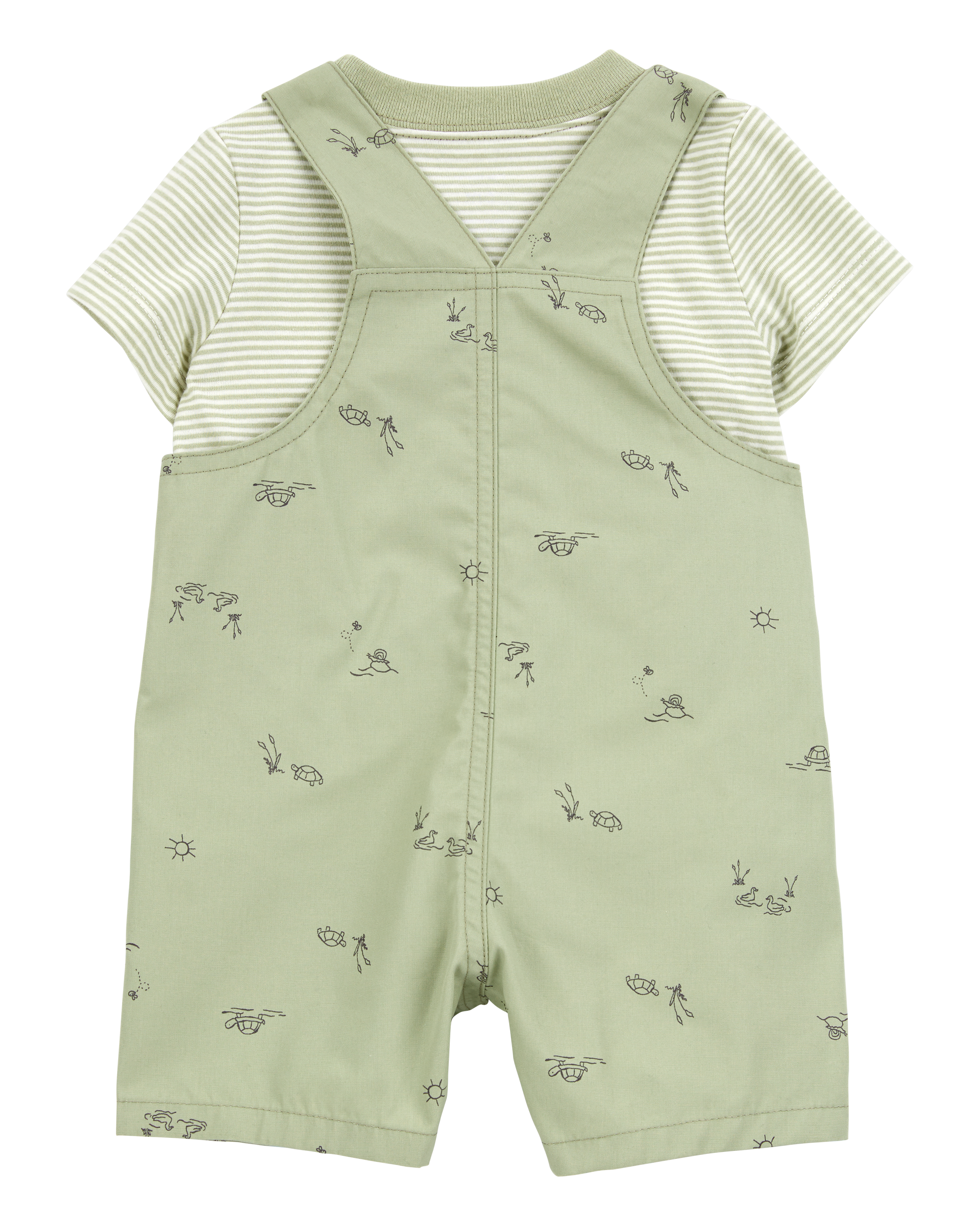 Baby Boy 2-Piece Tee & Shortall Set - Olive