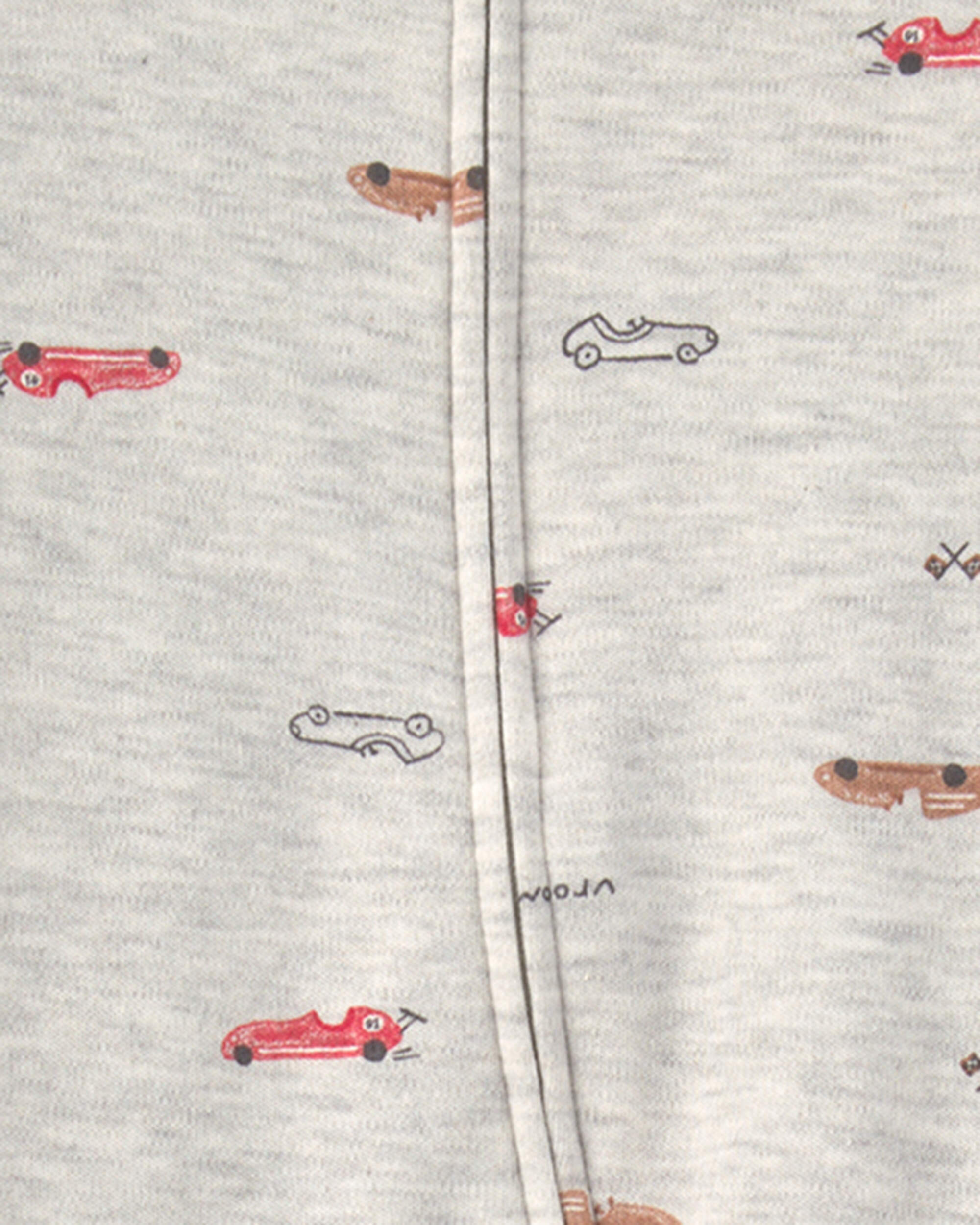 Baby Boy Race Car Cotton 2-Way Zip Sleeper - Grey