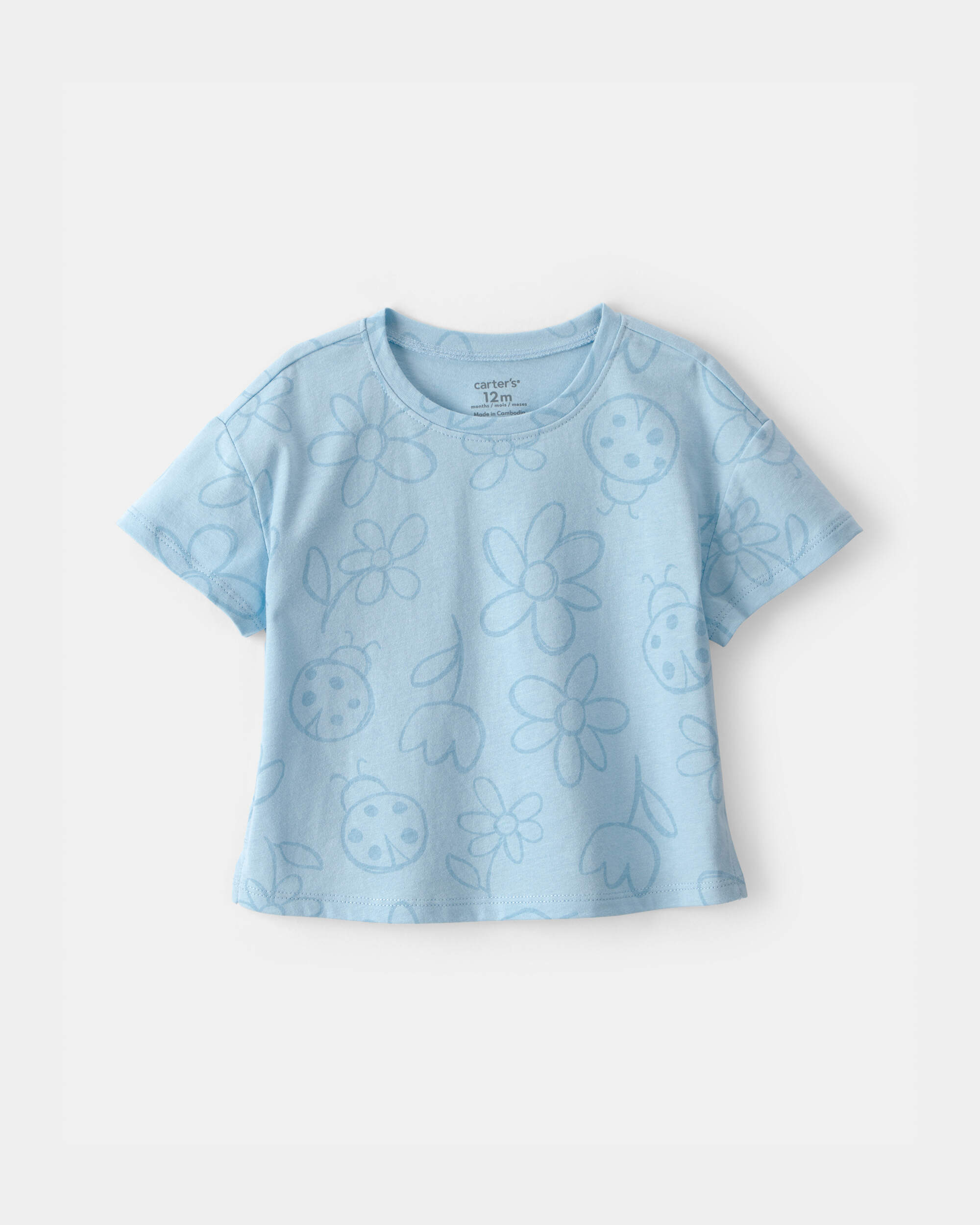 Baby Girl Ladybug Floral Top - Blue