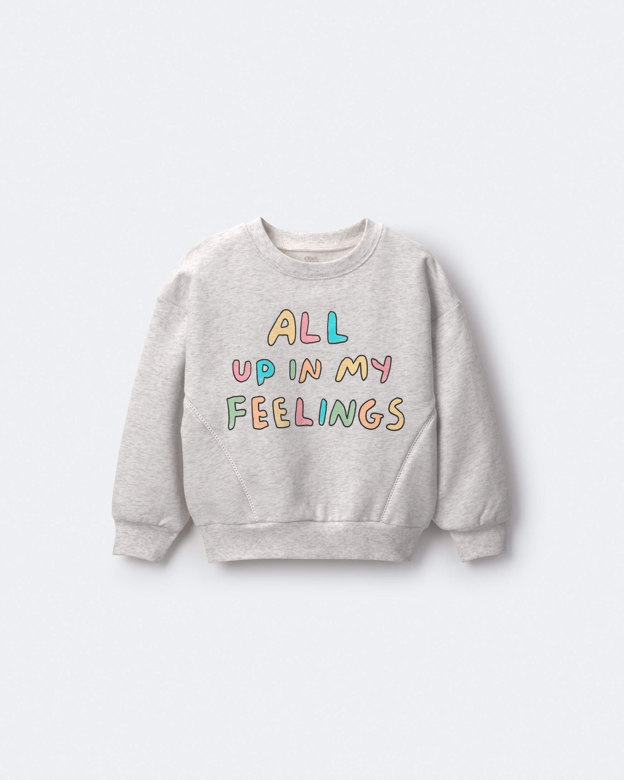 Toddler Girl 'In My Feelings' Wide-Arm Sweatshirt - Heathered Grey