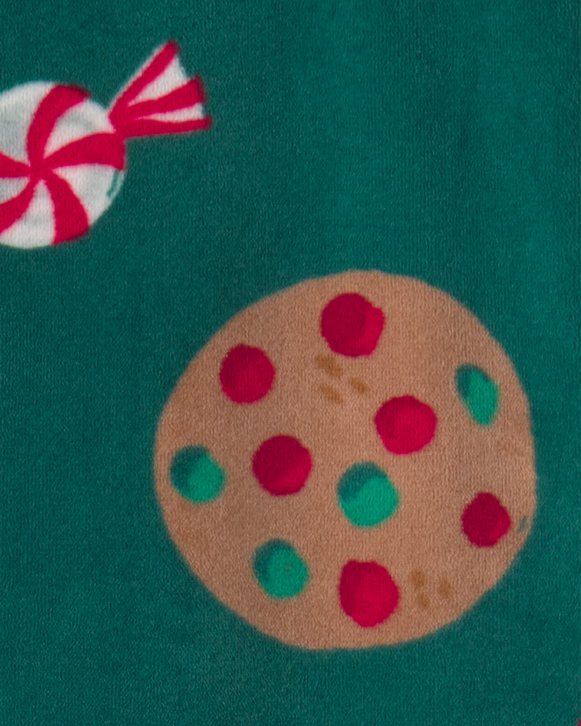 Baby 1-Piece Christmas Gingerbread 2-Way Zip DreamPlush Snug Fit Footed Pyjama - Green